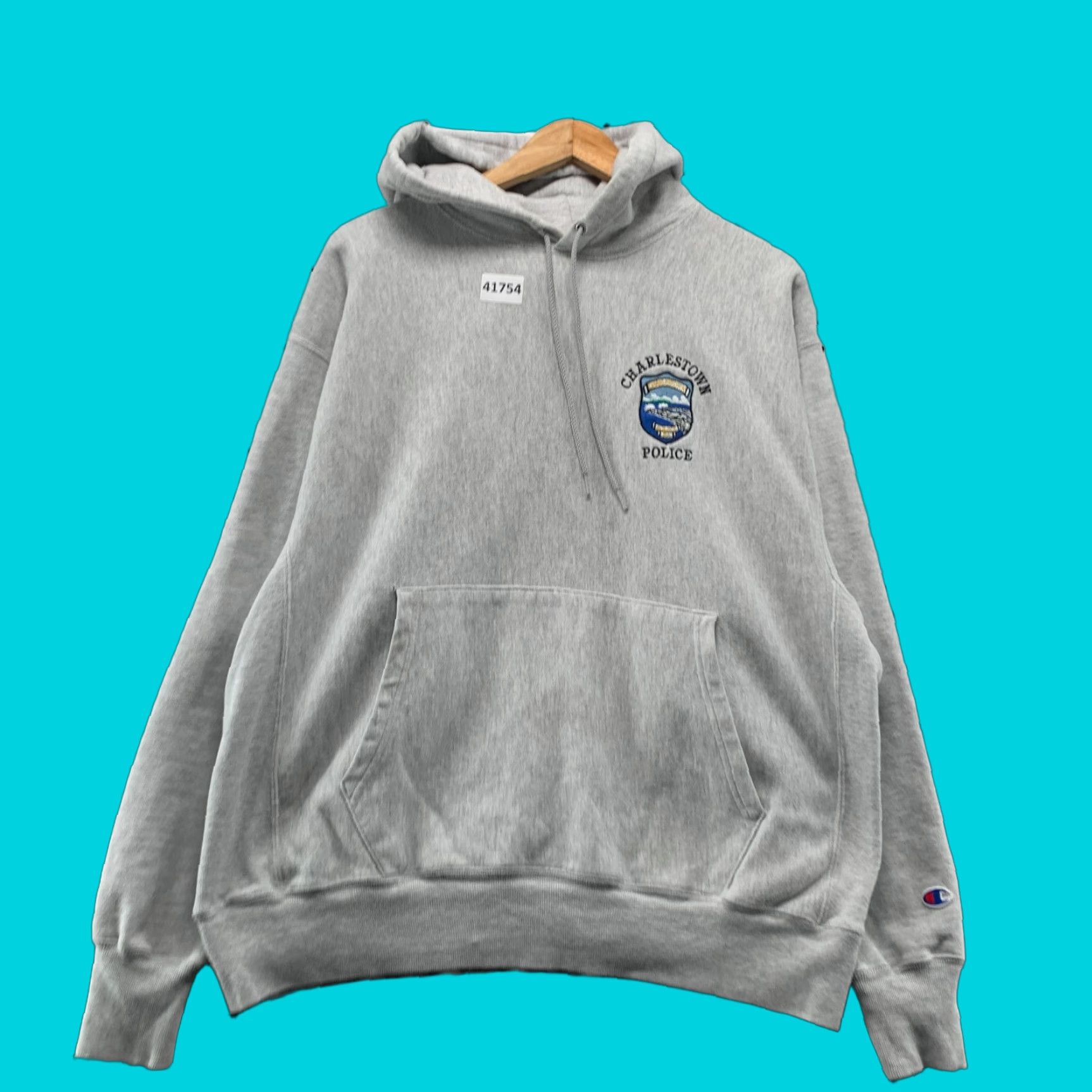 Champion VINTAGE Charleston Police Hoodie Sweatshirt Men Large Gray Heavyweight 24x25.5 Size US L / EU 52-54 / 3 - 1 Thumbnail