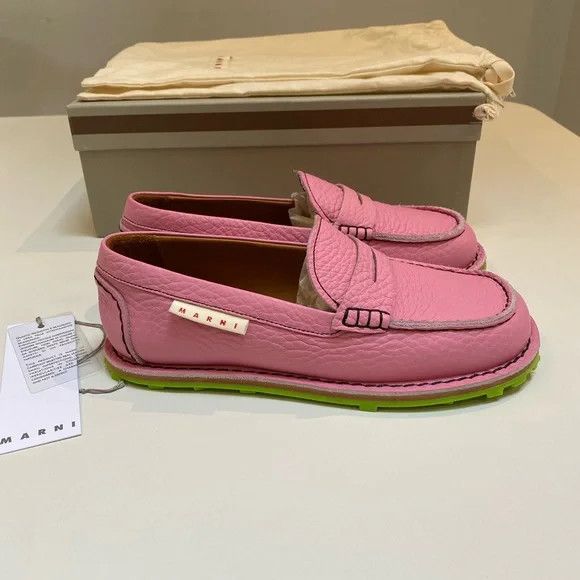 Marni o1y0225 Leather Loafers in Pink Size US 12 / EU 45 - 2 Thumbnail