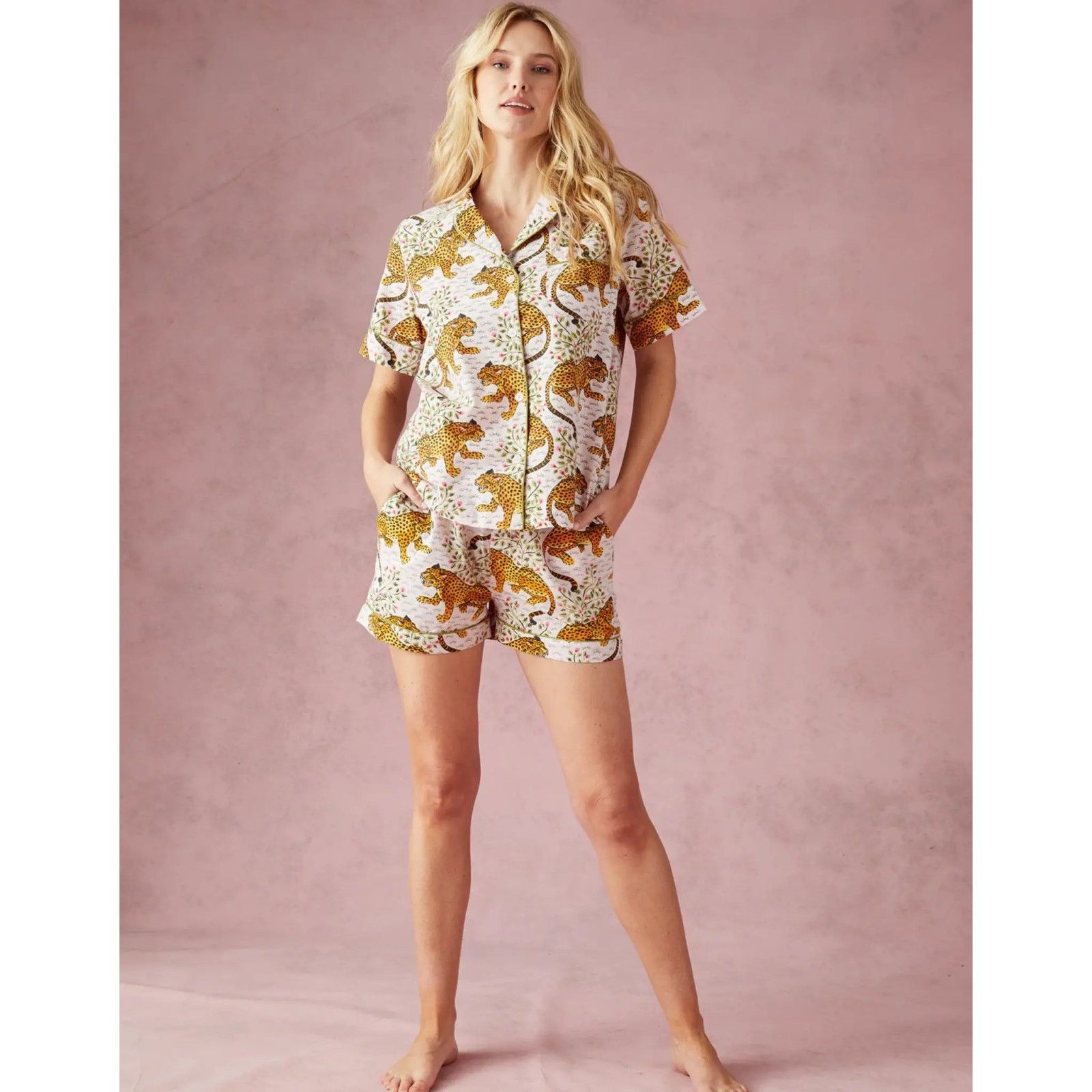 Other Print Fresh Blush Pink Bagheera 2 Pc. Pajama Organic Cotton Size S / US 4 / IT 40 - 1 Thumbnail