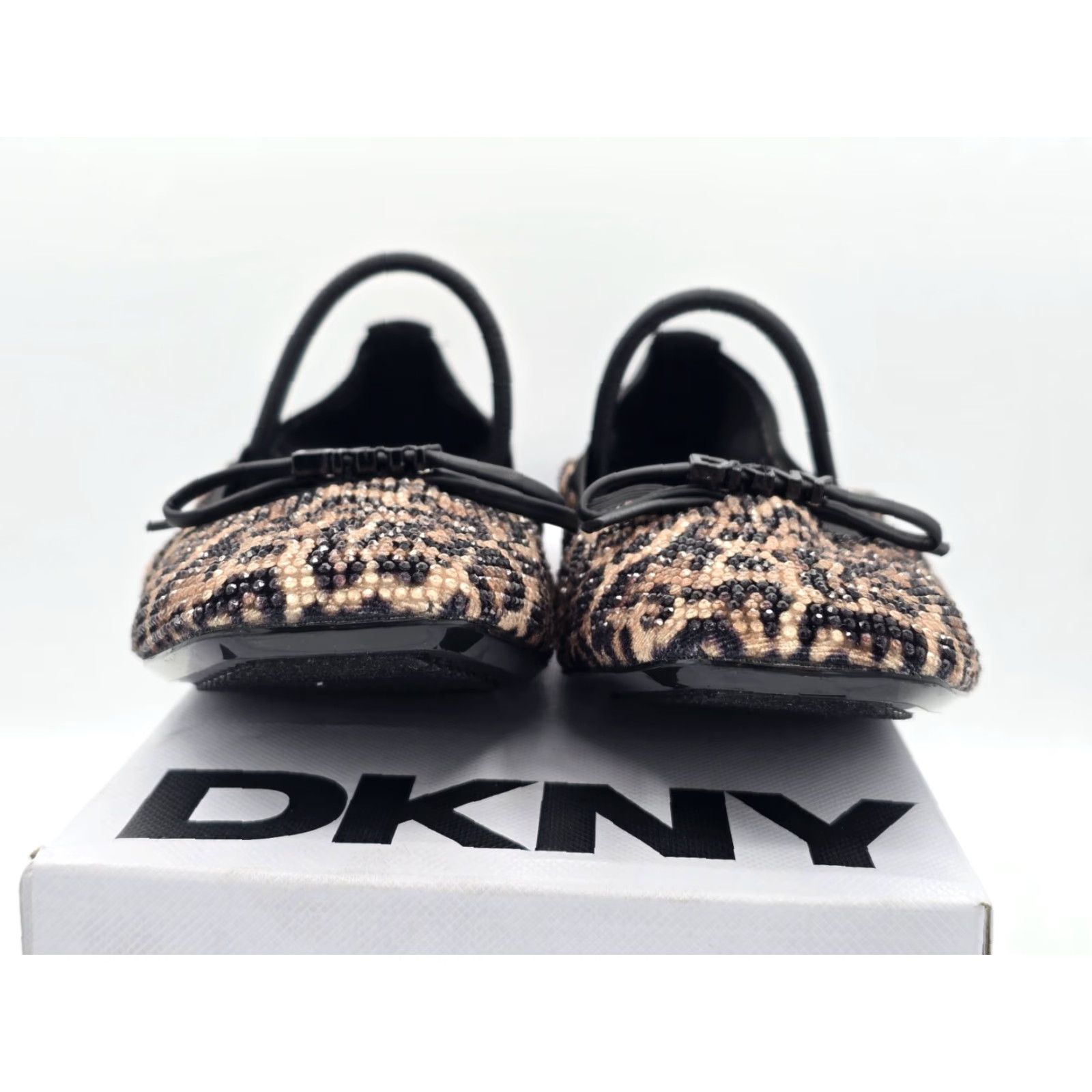 DKNY DKNY NIB Women’s Dale Ruched Ballet Flat - Natural - Size 6.5 - Brown Black - Square Toe - Slip On - Bow - Flat - Women Size US 4 / IT 34 - 2 Thumbnail