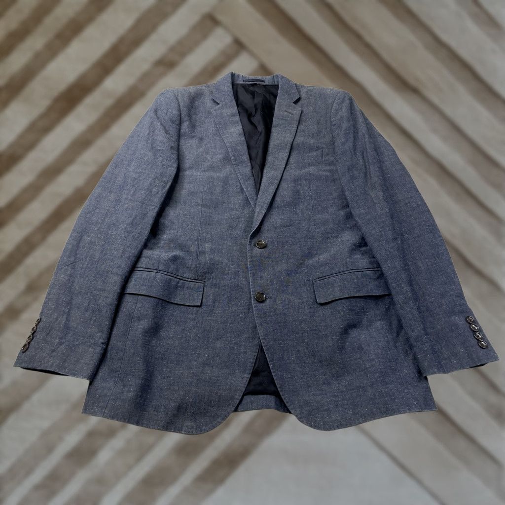 J.Crew J.CREW Men Blazer Sport Coat Jacket 40R Blue Chambray Cotton Double-Vented Notch Lapel Two-Button Jacket Size 40R - 1 Thumbnail