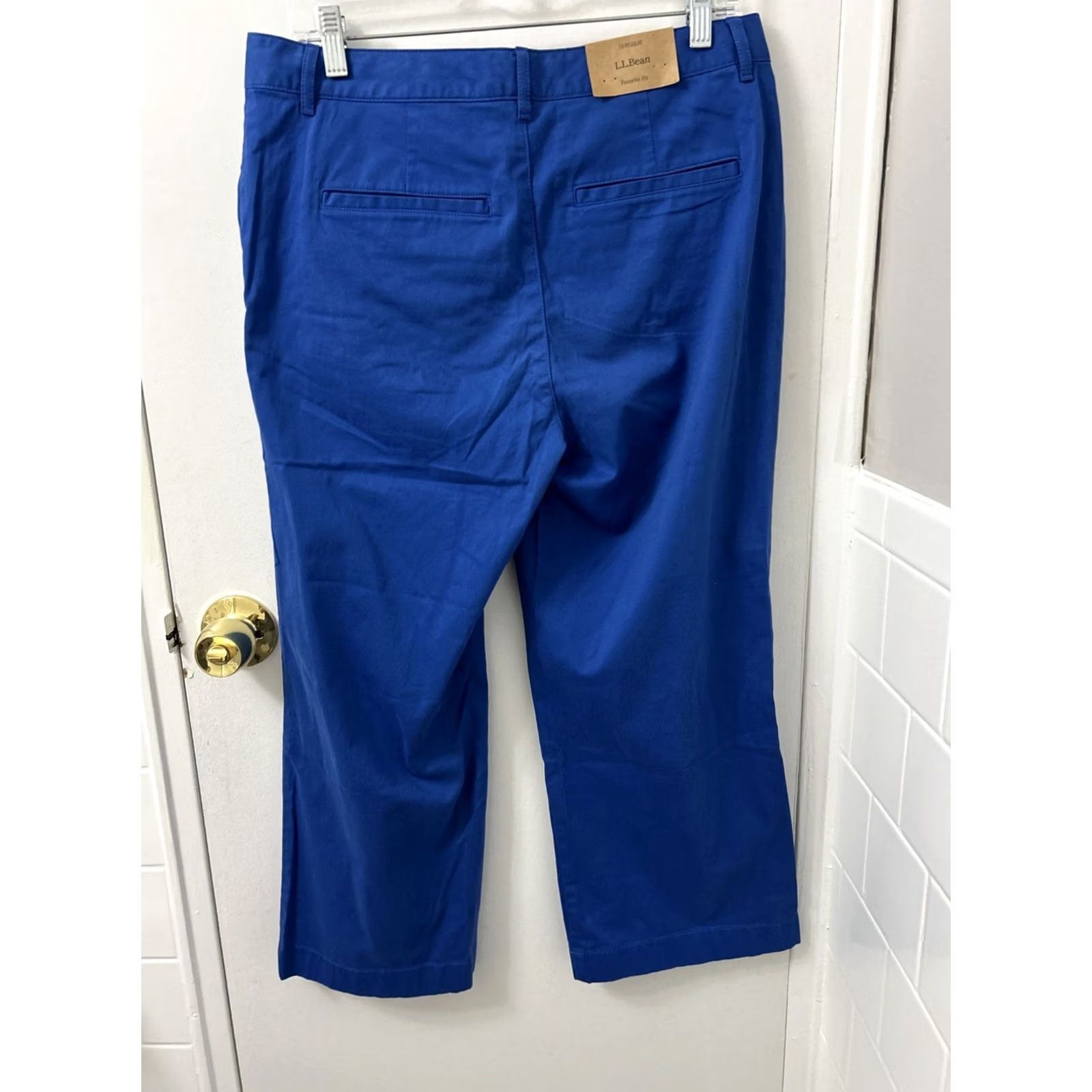 Vintage LL Bean Pants Womens Size 10 Chino Wide Leg Casual Blue Cotton Canvas Classic Fit Straight Leg Womens Size 32" / US 10 / IT 46 - 6 Thumbnail