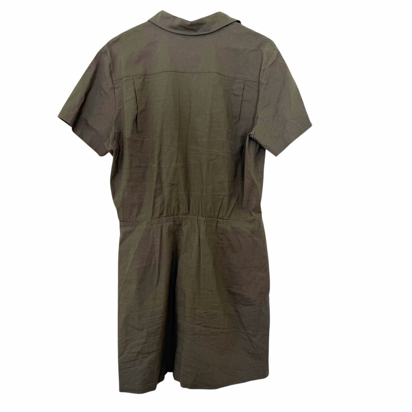 Theory Theory Green Linen Blend Short Sleeve Shirt Dress Sz 14 Size XL / US 12-14 / IT 48-50 - 7 Thumbnail