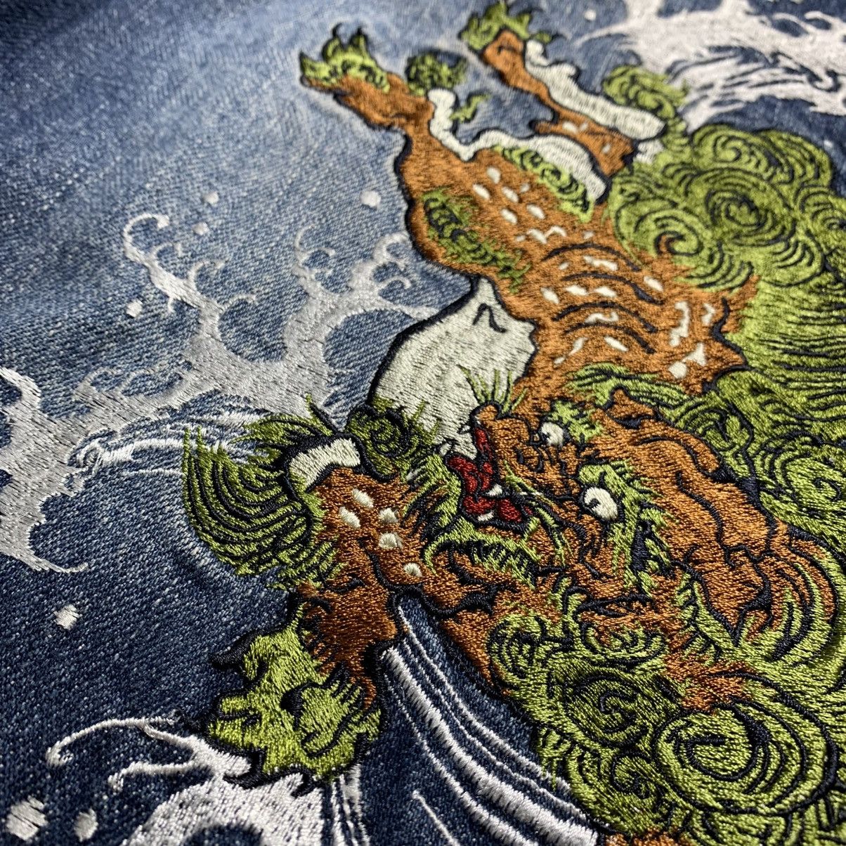 Japanese Brand × Le Grande Bleu (L.G.B.) × Vintage Japanese Classic Script Naminoritatsujin Ryu Embroidery Size US 33 - 4 Thumbnail