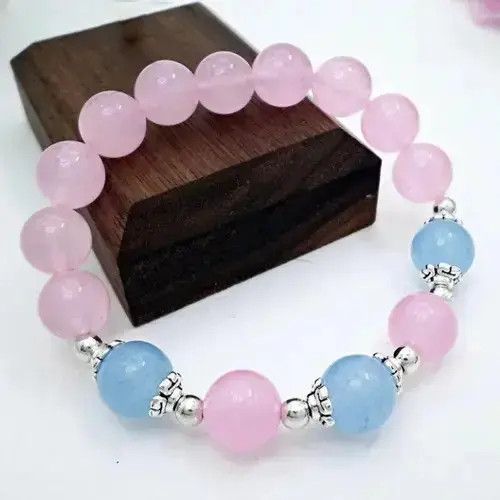 Jewelry 10mm Natural Crystal Chalcedony Bead Stretch Bracelet Size ONE SIZE - 1 Thumbnail