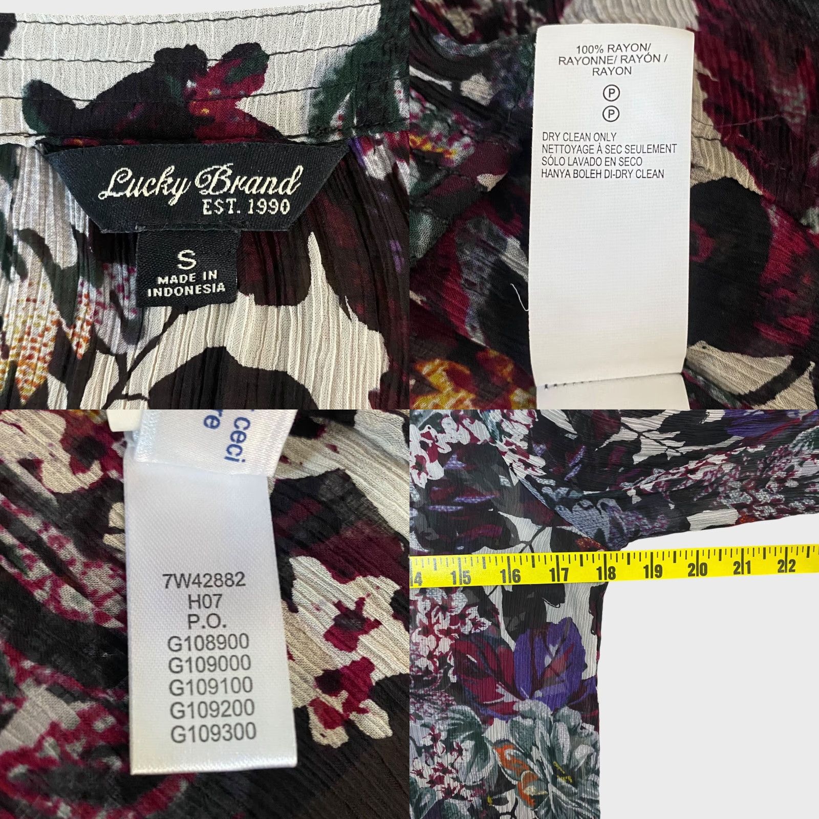Lucky Brand Lucky Brand Blouse Women S Purple Floral Boho Peasant Tie-Up Sheer Rayon 100% Women Size S / US 4 / IT 40 - 8 Thumbnail