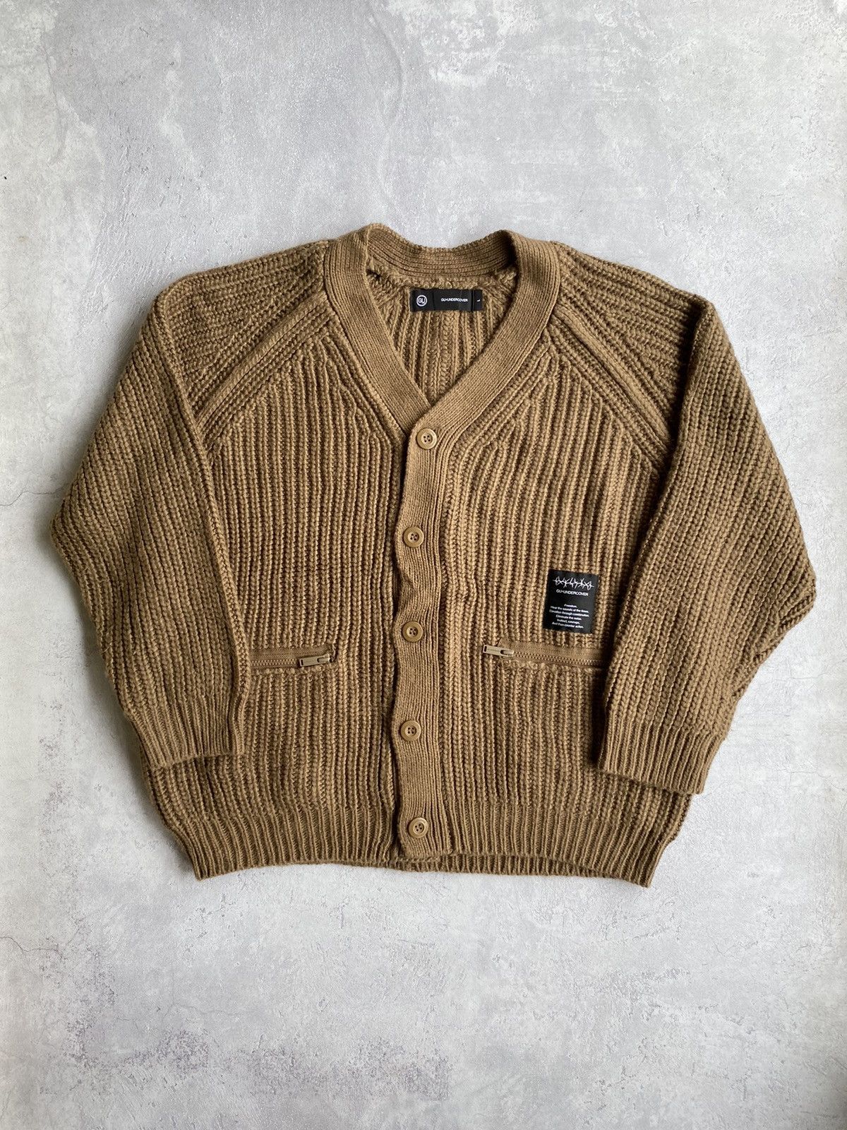 image of Jun Takahashi x Undercover Gu X Undercover Oversize Cardigan in Brown, Men's (Size Large)