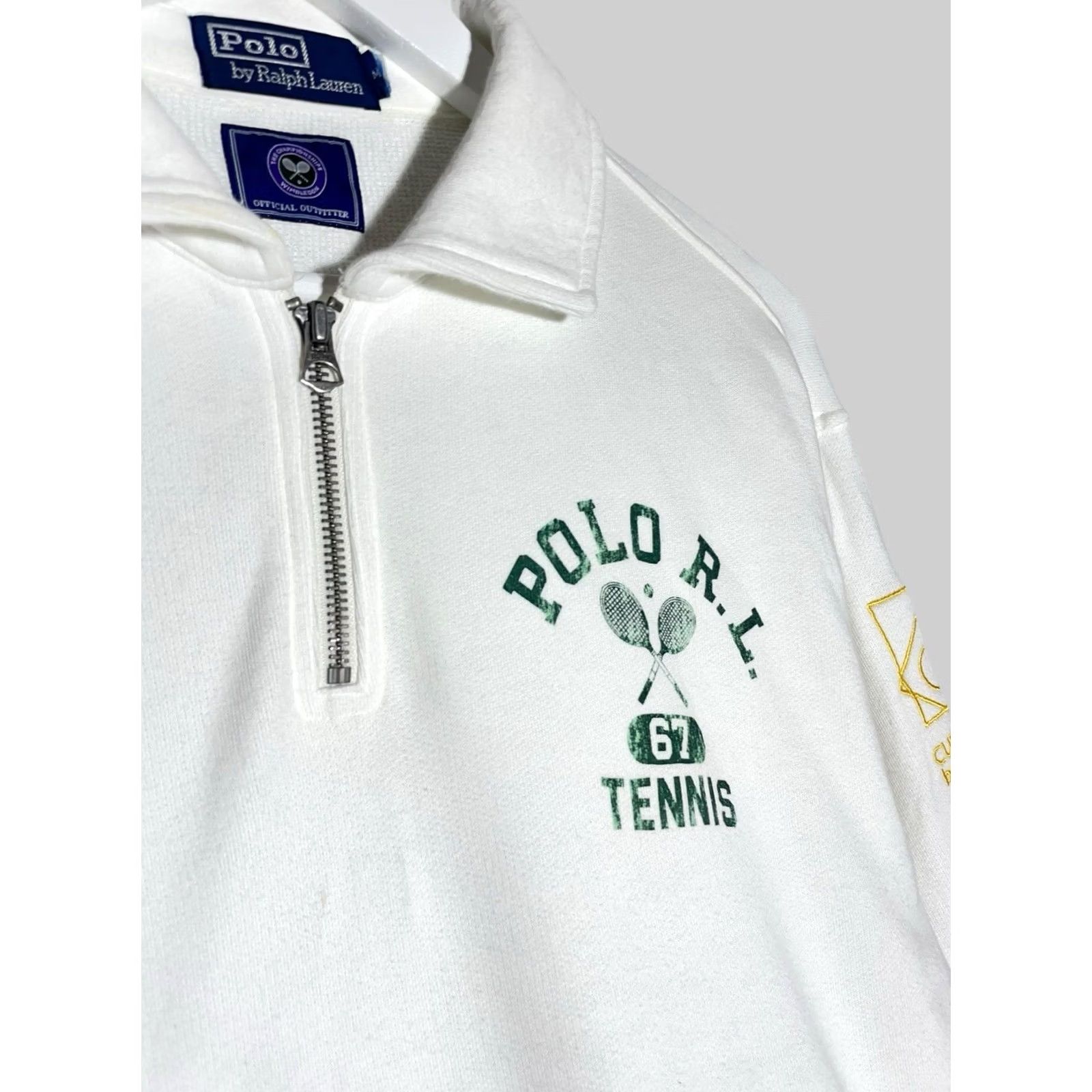 Ralph Lauren Ralph Lauren Polo Wimbledon Fleece Collared Sweater 1/4 Zip White M Mens Pullover Sweatshirt Cotton Knit Size US M / EU 48-50 / 2 - 4 Thumbnail