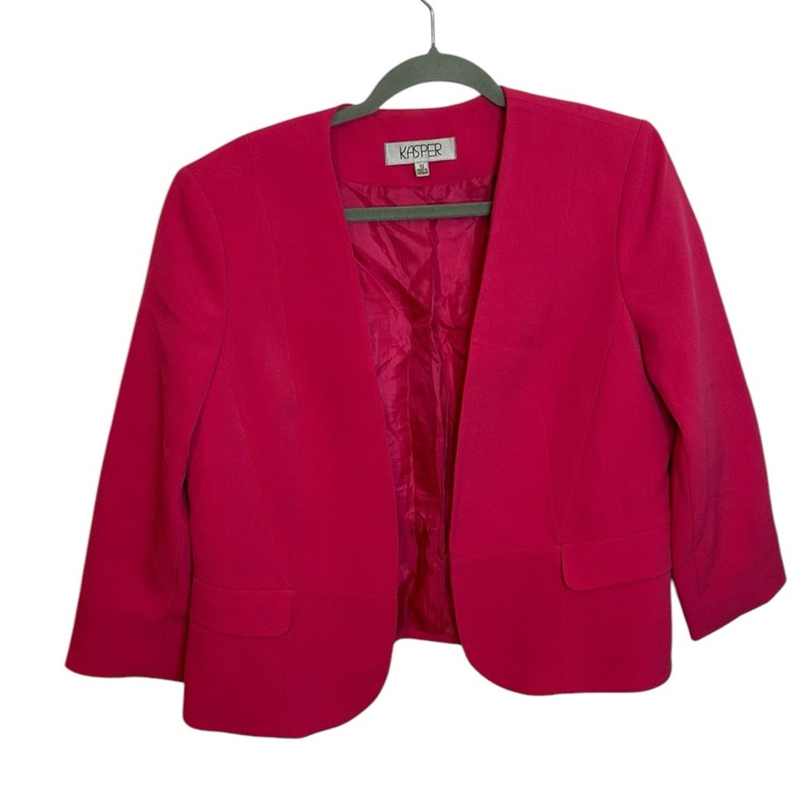 Other Kasper Hot Pink Open Front Blazer Size L / US 10 / IT 46 - 1 Thumbnail