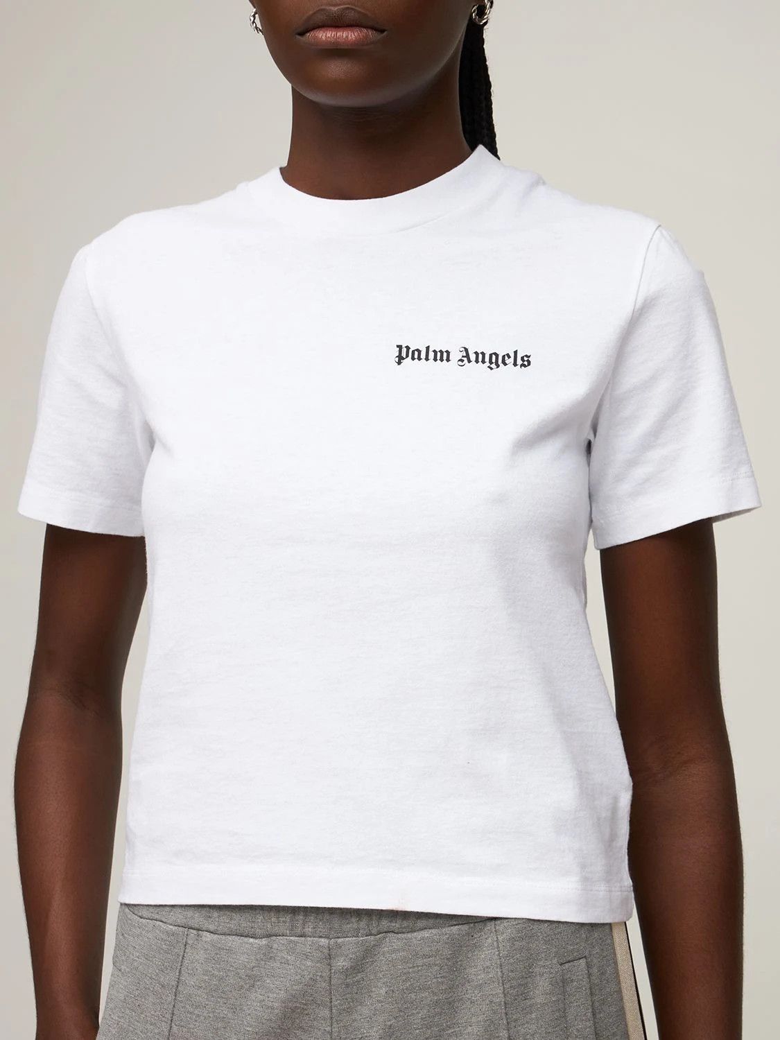 Palm Angels o1s22i1n0824 Round-Neck Short Sleeve T-Shirt in White Size M / US 6-8 / IT 42-44 - 3 Thumbnail