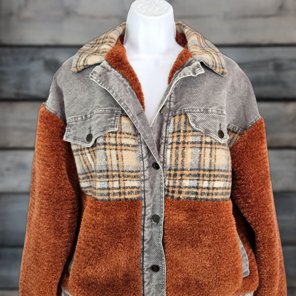 Vintage Oli & Hali Womens Pieced Jacket Sz Small Gray Orange Plaid Button Up Size S / US 4 / IT 40 - 1 Thumbnail