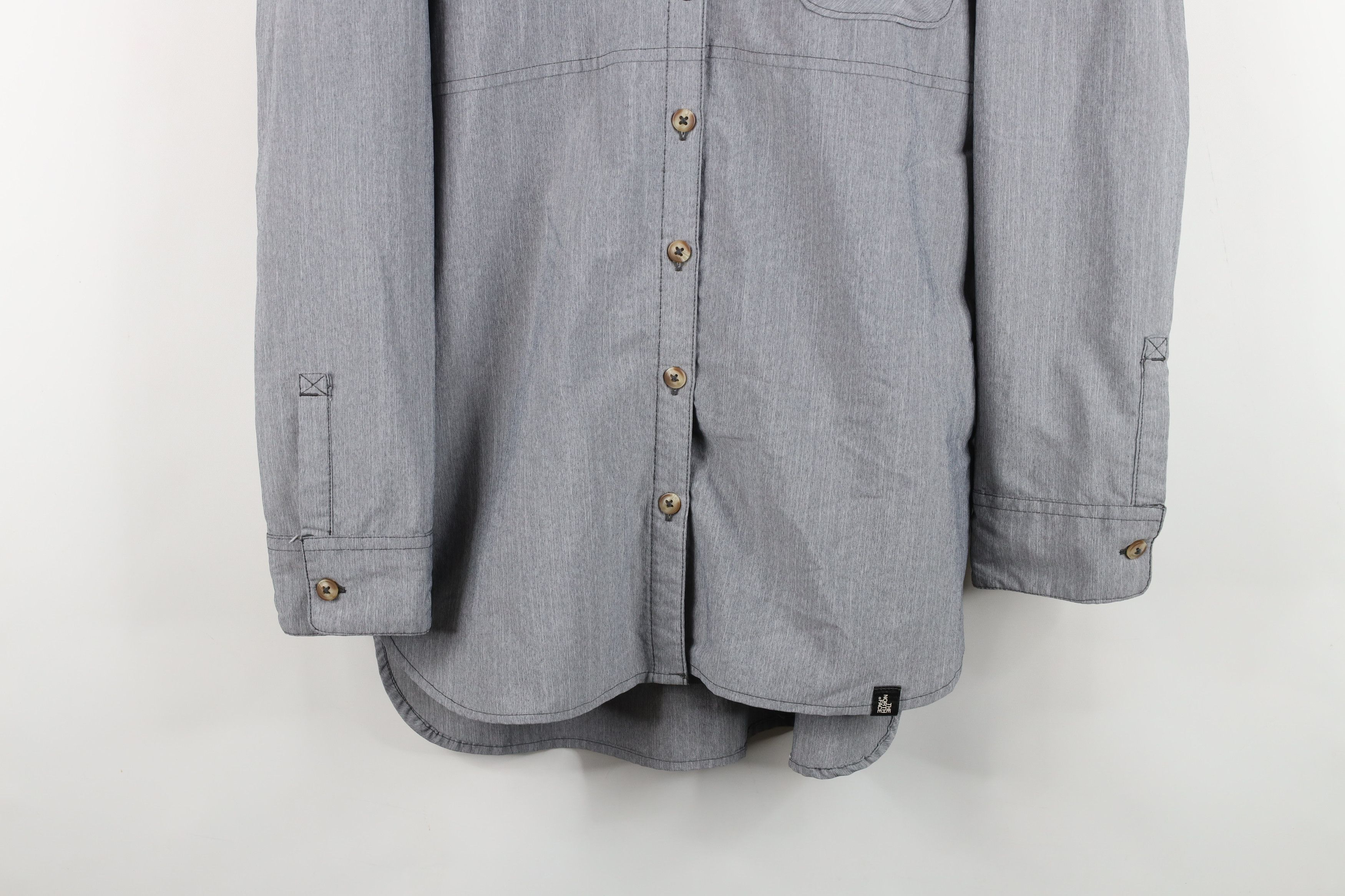 The North Face The North Face Spell Out Chambray Collared Button Shirt Gray Size M / US 6-8 / IT 42-44 - 3 Thumbnail