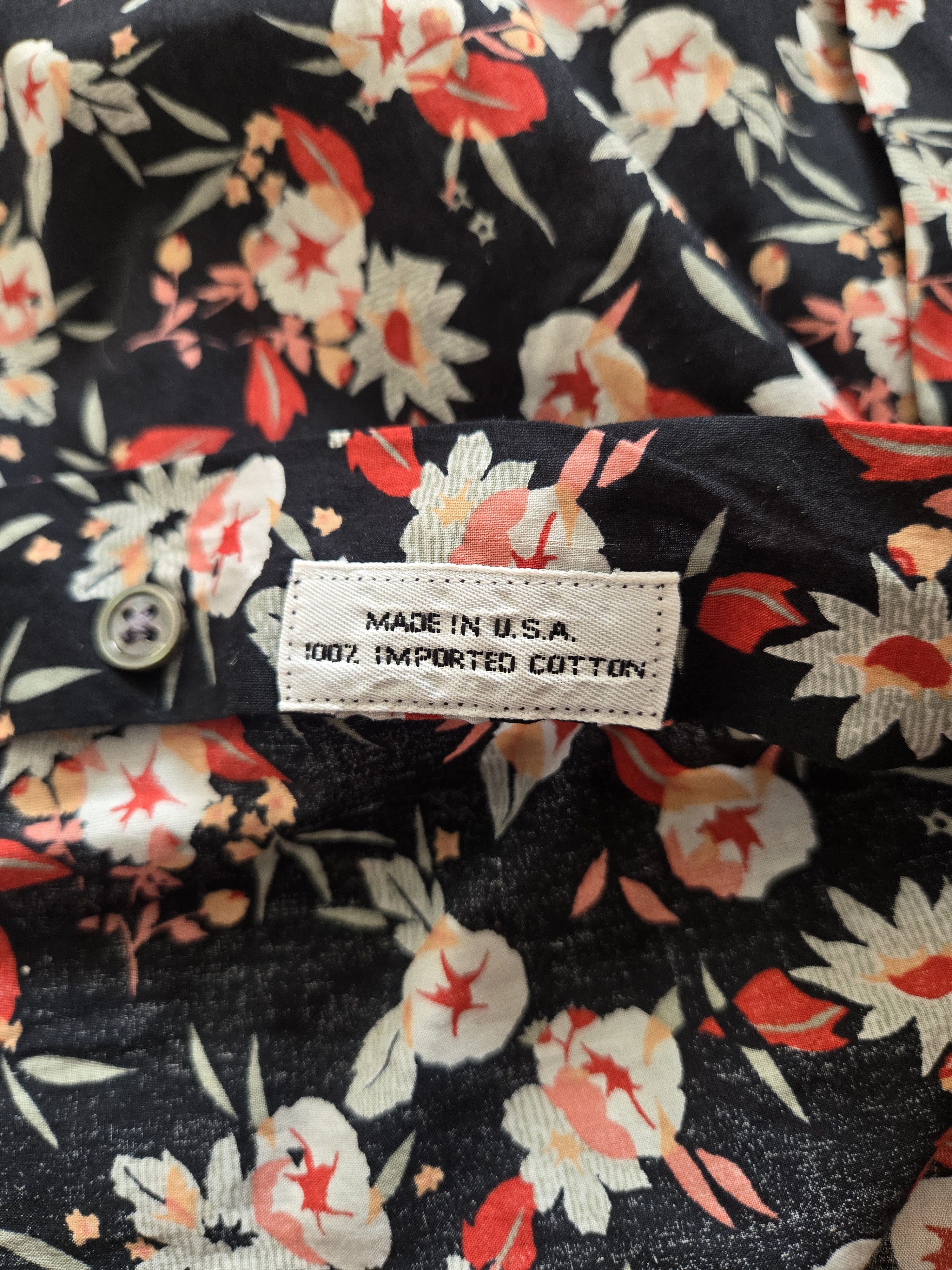 Vintage Vtg Maus & Hoffman L Black Floral Collared Made in USA Size US L / EU 52-54 / 3 - 3 Thumbnail