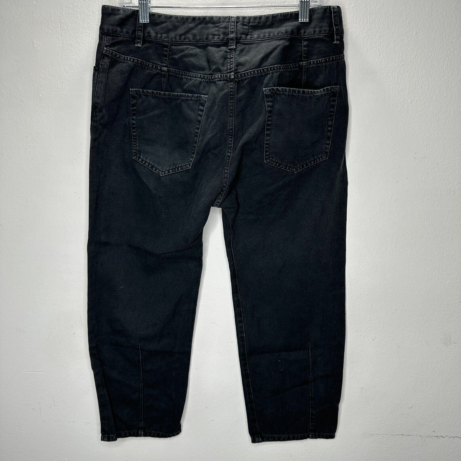 Nili Lotan Nili Lotan Black Drop Crotch Button Front Crop Denim Jeans 6 Size 28" / US 6 / IT 42 - 6 Thumbnail