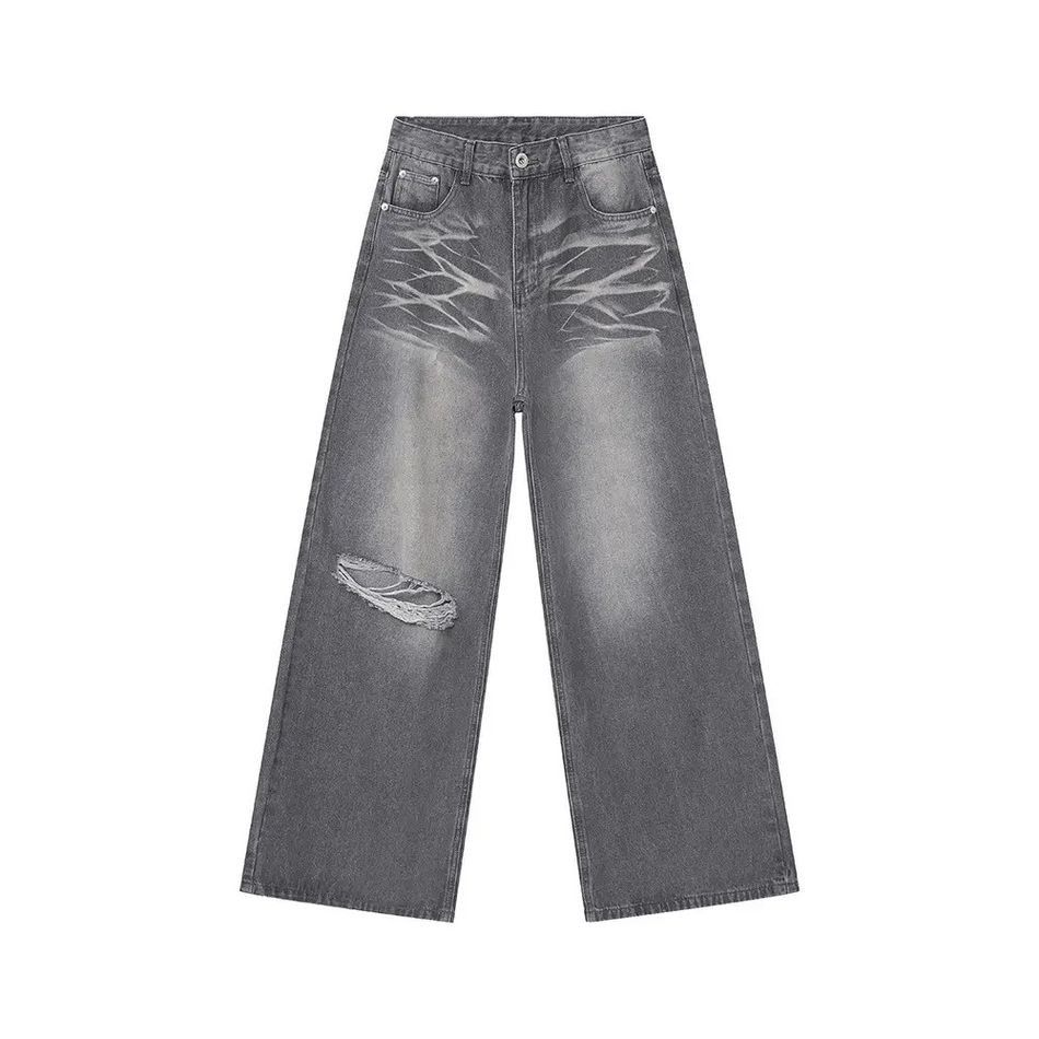 Japanese Brand Retro ripped straight leg wide leg jeans Size US 32 / EU 48 - 5 Thumbnail