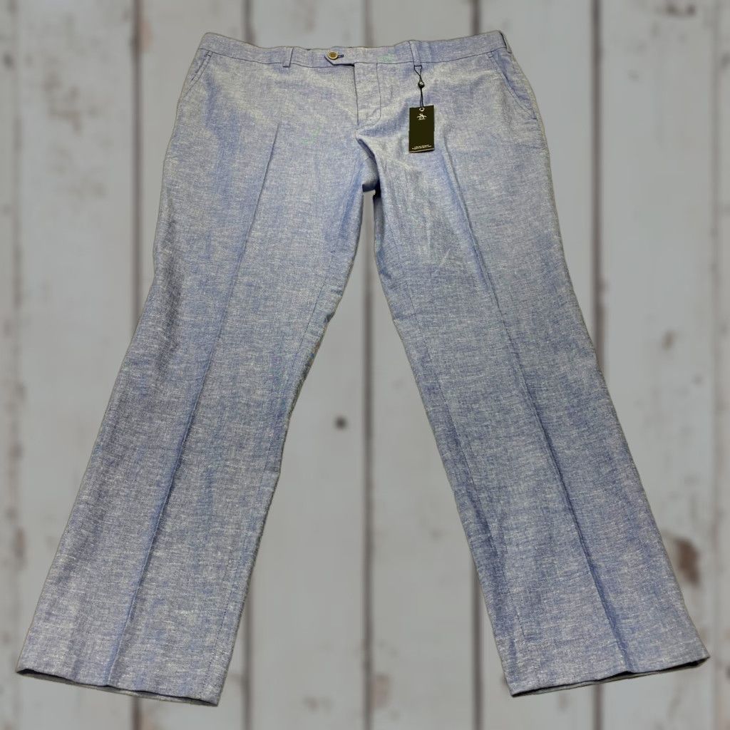 Vintage NWT Penguin by Munsingwear Pants Mens 40x30 Slim Fit Blue Linen Blend Pant 40 Men Casual Dress Pants 7872 Size US 40 / EU 56 - 1 Thumbnail