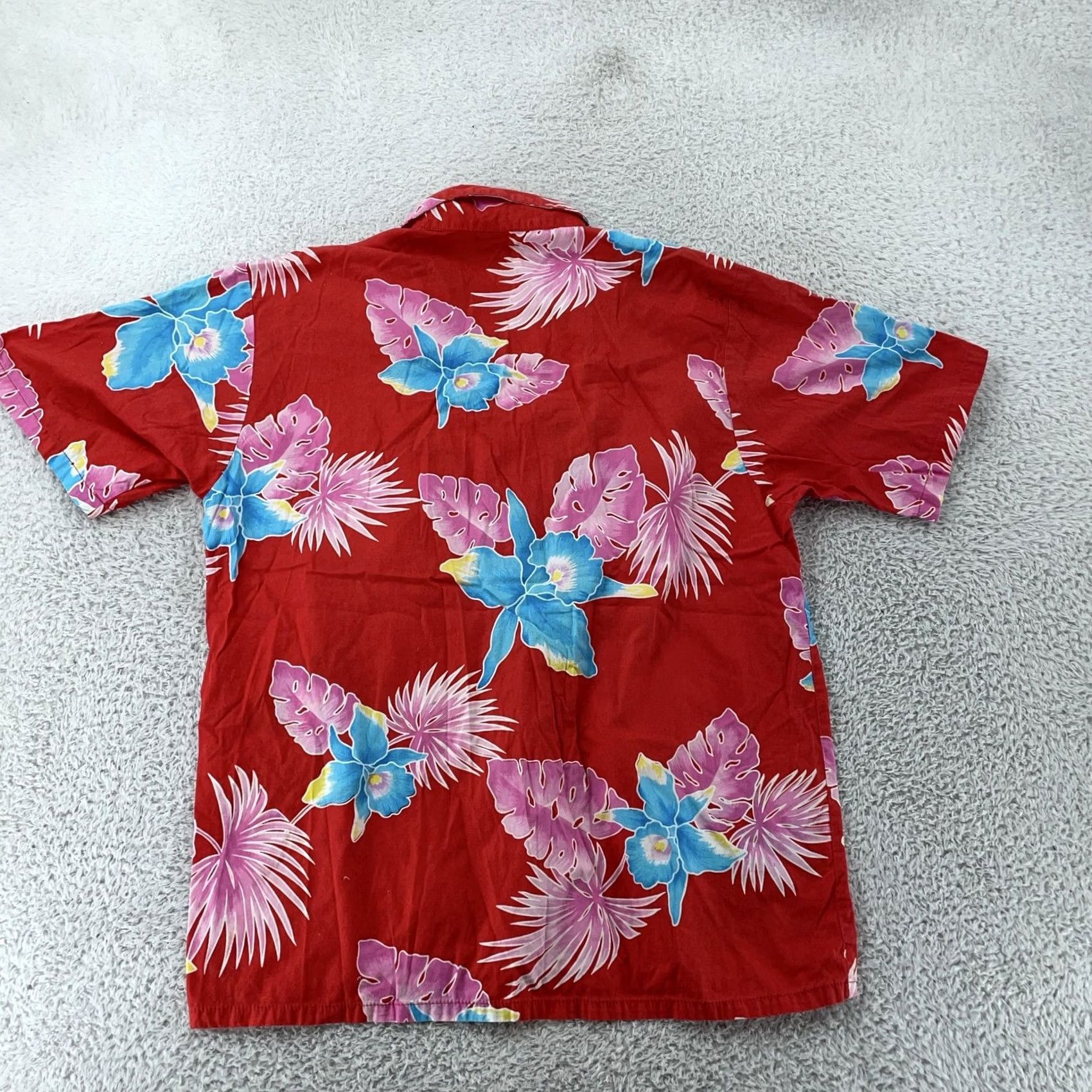 Paradise VINTAGE Barefoot in Paradise Shirt Mens M Red Hawaiian Aloha Surf Cotton Button-Up Floral 90s Mens Size US M / EU 48-50 / 2 - 4 Thumbnail
