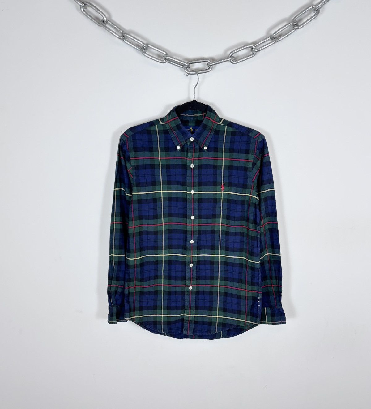 Ralph Lauren Ralph Lauren Men’s Blue Green Tartan Plaid Long Sleeve Shirt Size US XS / EU 42 / 0 - 1 Thumbnail