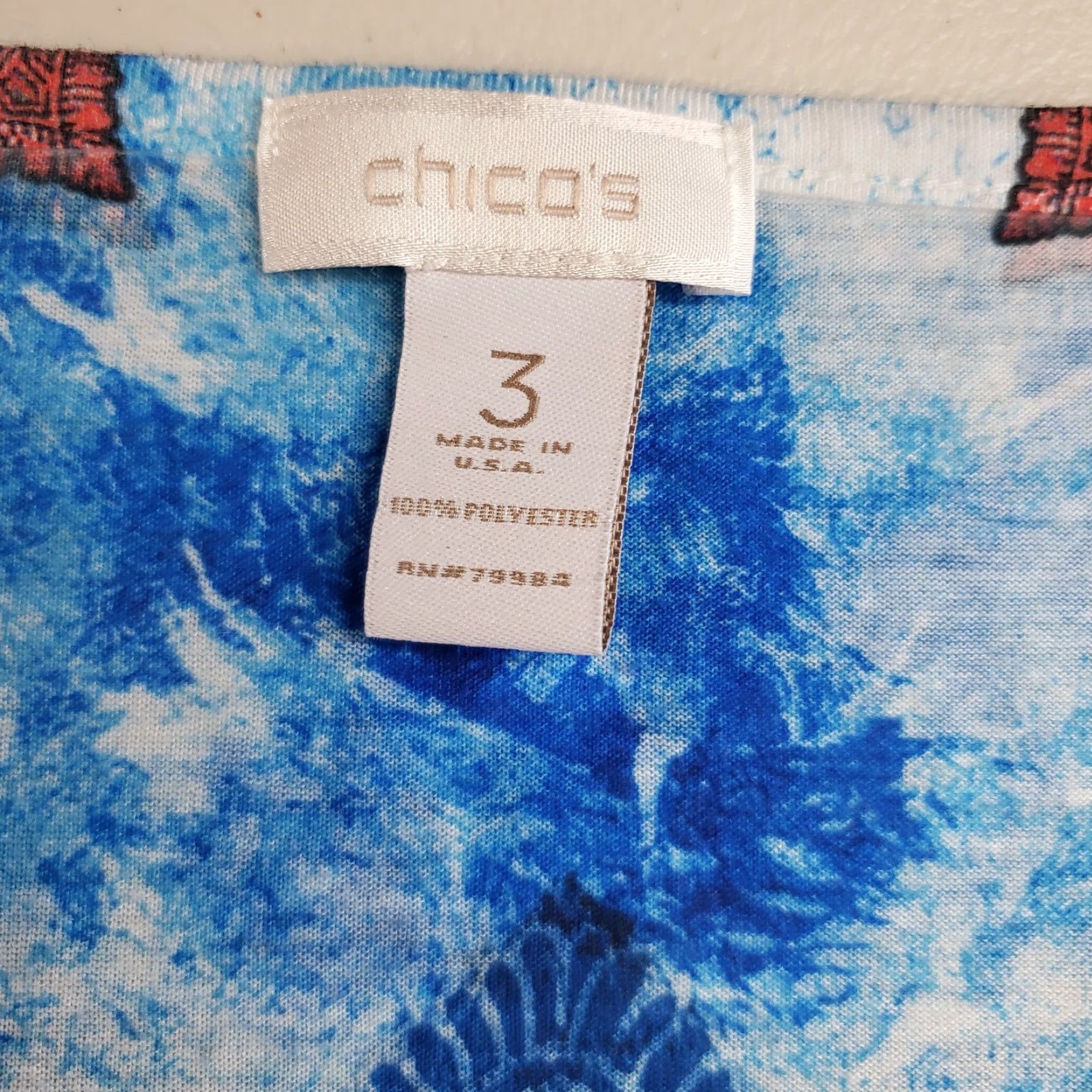 Vintage Chico's Womens Top XL Red Blue Paisley Embellished Smocked Waist Scoop Neck Blouse Shirt Womens, XL, Red, Paisley, Short Sleeve Size XL / US 12-14 / IT 48-50 - 5 Thumbnail