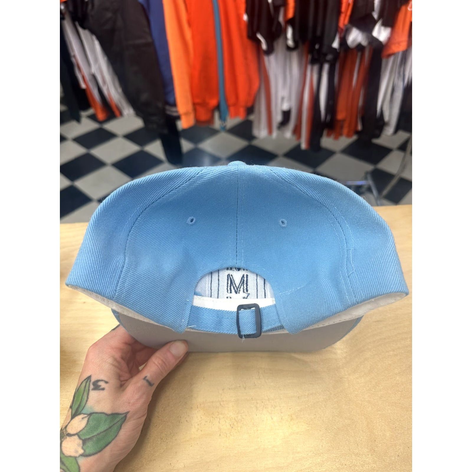 Vintage VINTAGE Tommy Gear Strapback Hat Cap - Men - One Size - Wool - 90s - Carolina Blue - Deadstock NWOT NOS - Baseball Cap Size ONE SIZE - 7 Thumbnail