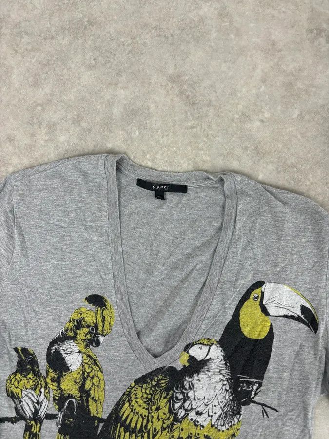 Gucci SS2008 Gucci Grey V-Neck Bird T-Shirt Size S / US 4 / IT 40 - 4 Thumbnail
