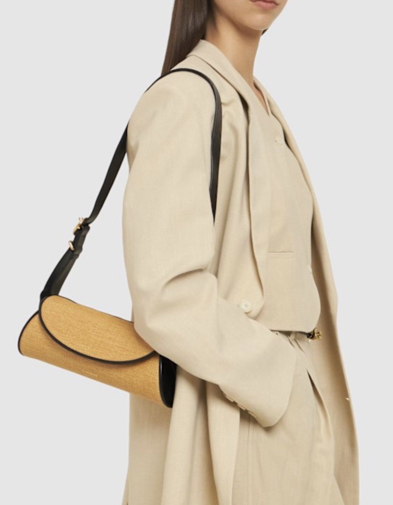 Jil Sander Jil Sander small Cannolo interwoven raffia shoulder bag Size ONE SIZE - 3 Thumbnail