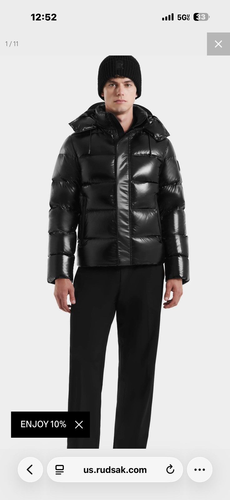 Rudsak JOEL MEN'S QUILTED SHINY DOWN PUFFER Size US XL / EU 56 / 4 - 1 Preview