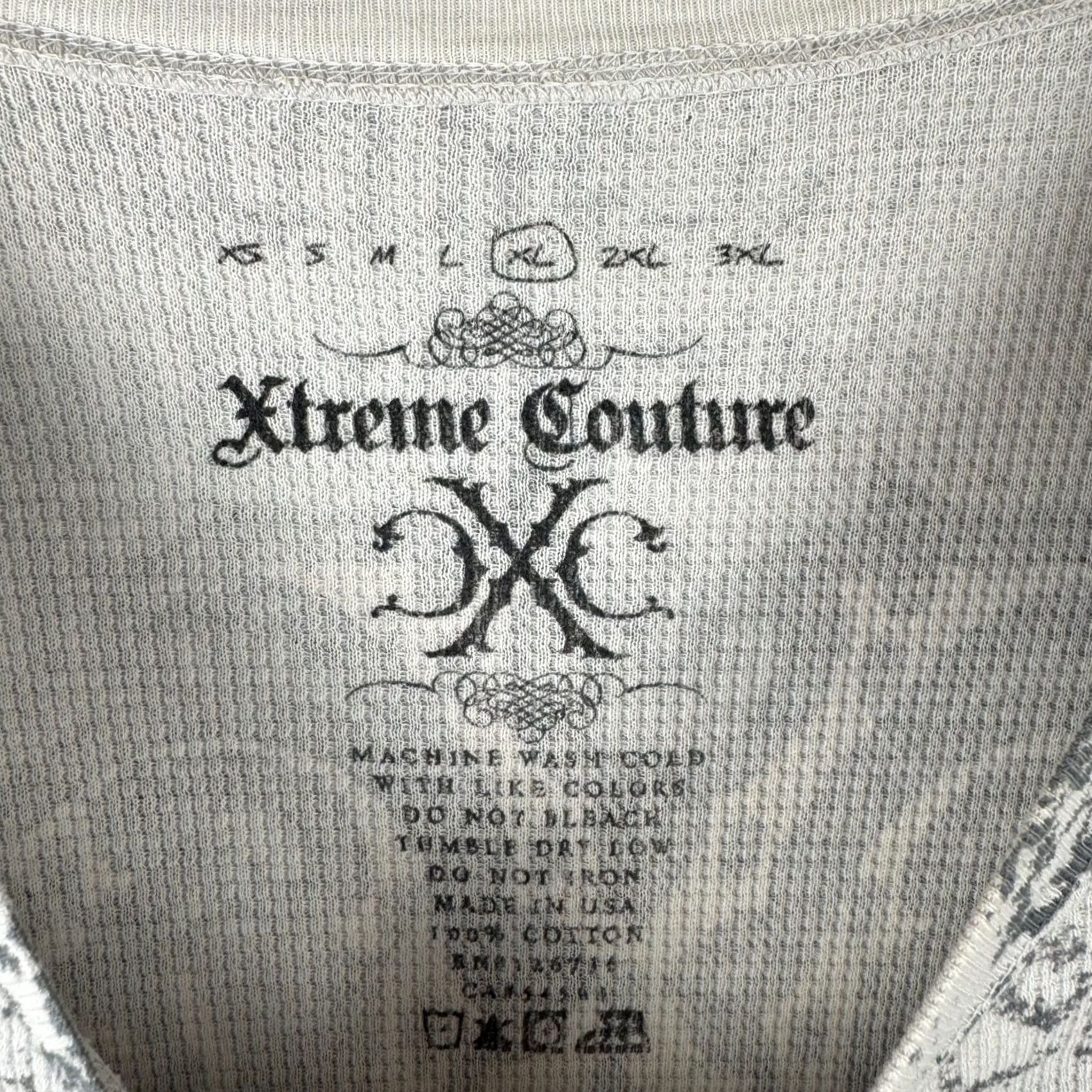 Vintage VINTAGE Y2K Xtreme Couture Skull Thermal Knit Long Sleeve T-Shirt XL Men White Size US XL / EU 56 / 4 - 3 Thumbnail