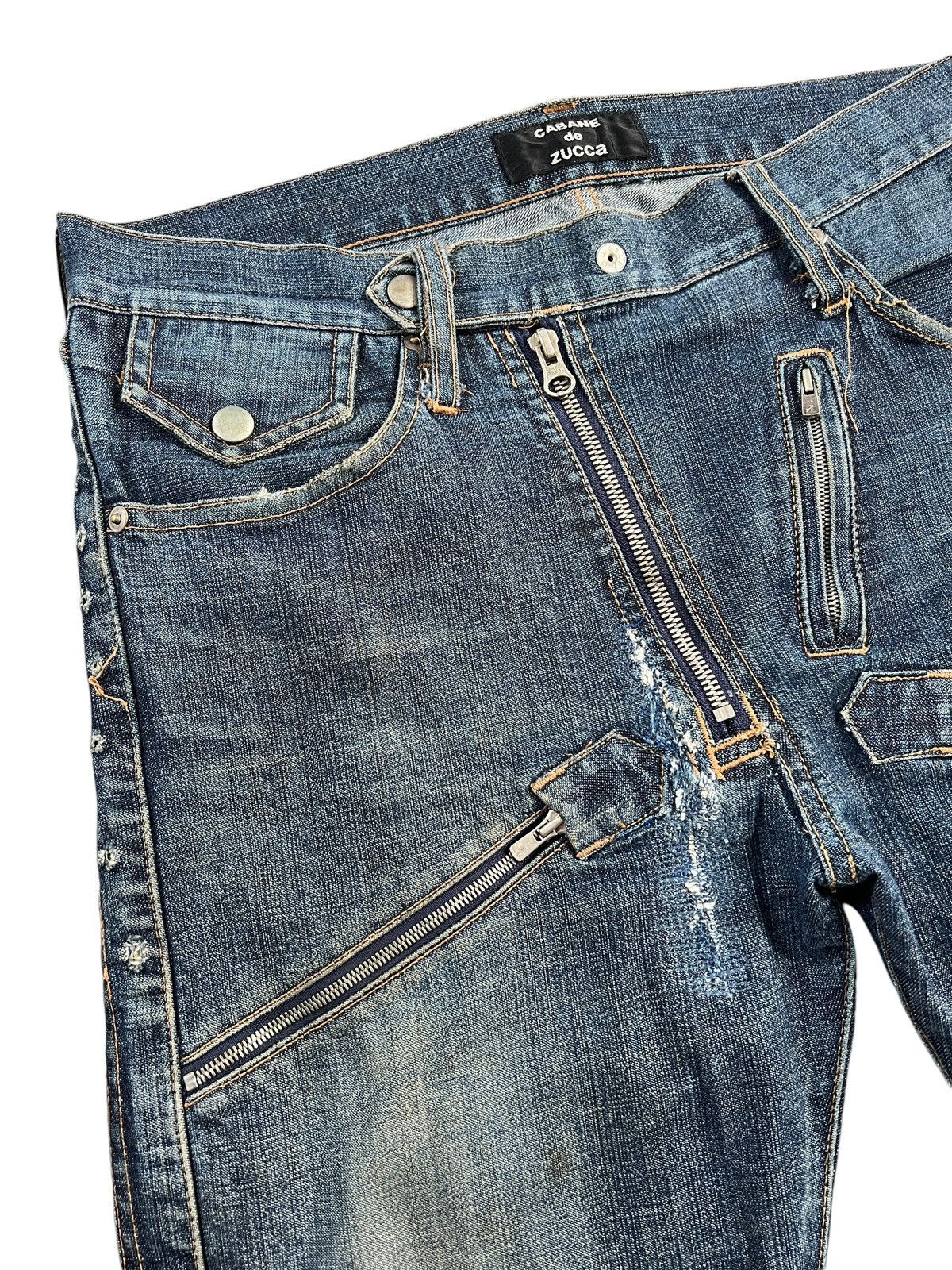 CABANE de ZUCCa × Issey Miyake × Zucca 1990 Cabane de Zucca Zipper Distressed Denim Size US 33 - 8 Thumbnail