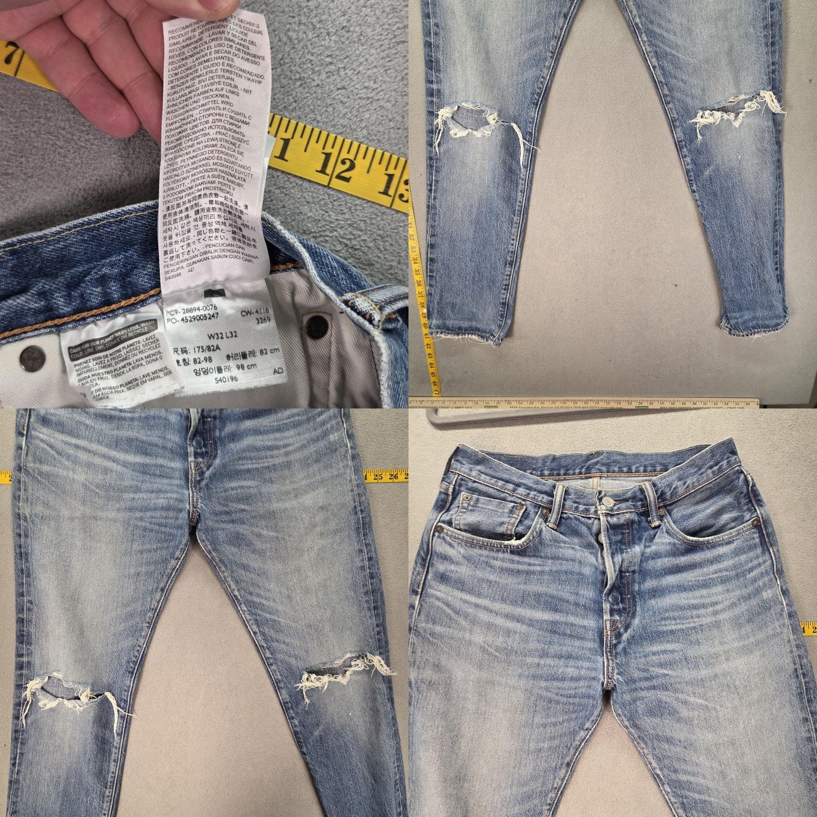 Levi's VINTAGE Levis 501 Jeans Mens Selvedge Medium Blue Tapered Whiskers Honeycomb Fits 30x31 Size US 30 / EU 46 - 8 Thumbnail