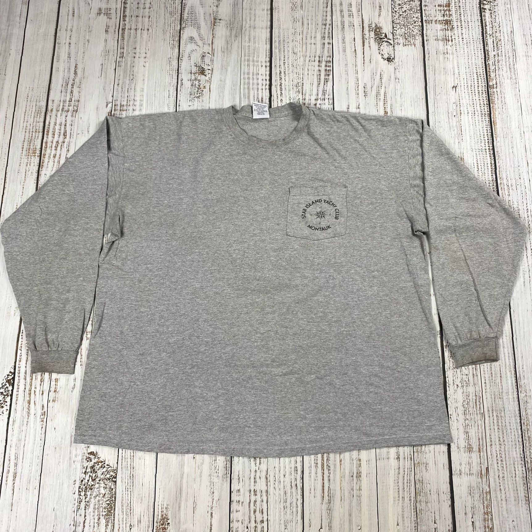 Vintage Jensen Shirt Men 3XL Gray Y2K Star Island Yacht Club Montauk Hamptons Sportfishing Long Sleeve Size US XXL / EU 58 / 5 - 2 Thumbnail