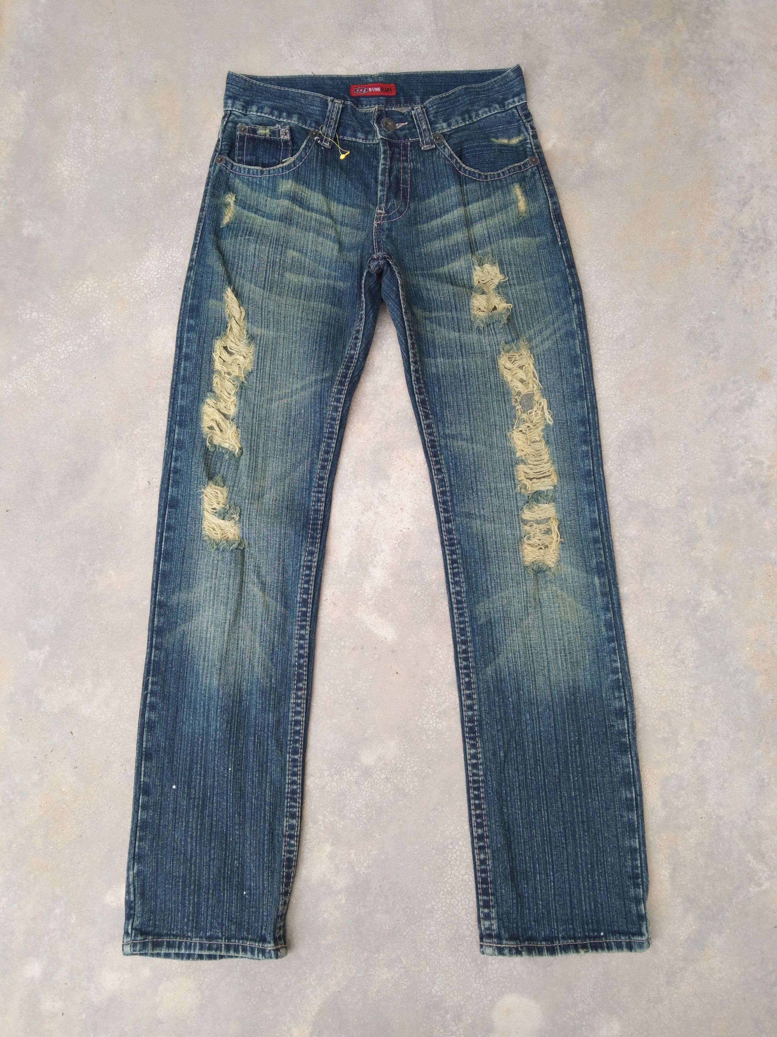 Japanese Brand Vintage Rough Rider Distressed Jeans 29x31 Size US 29 - 1 Thumbnail