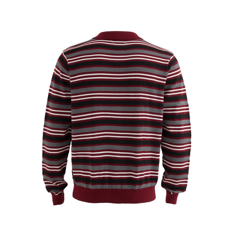 Vintage American retro men's street cotton striped lapel sweater Size US M / EU 48-50 / 2 - 2 Thumbnail