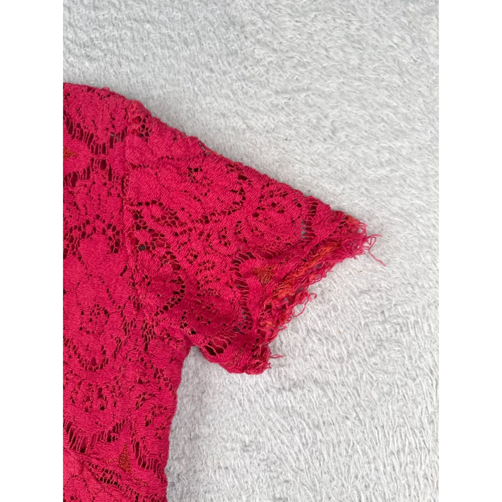 Free People Free People Blouse Shirt Womens 0 Pink Lace Short Sleeve V-Neck Lightweight Bohemian Hippie Peasant Casual Party/Cocktail Travel Size XS / US 0-2 / IT 36-38 - 2 Thumbnail