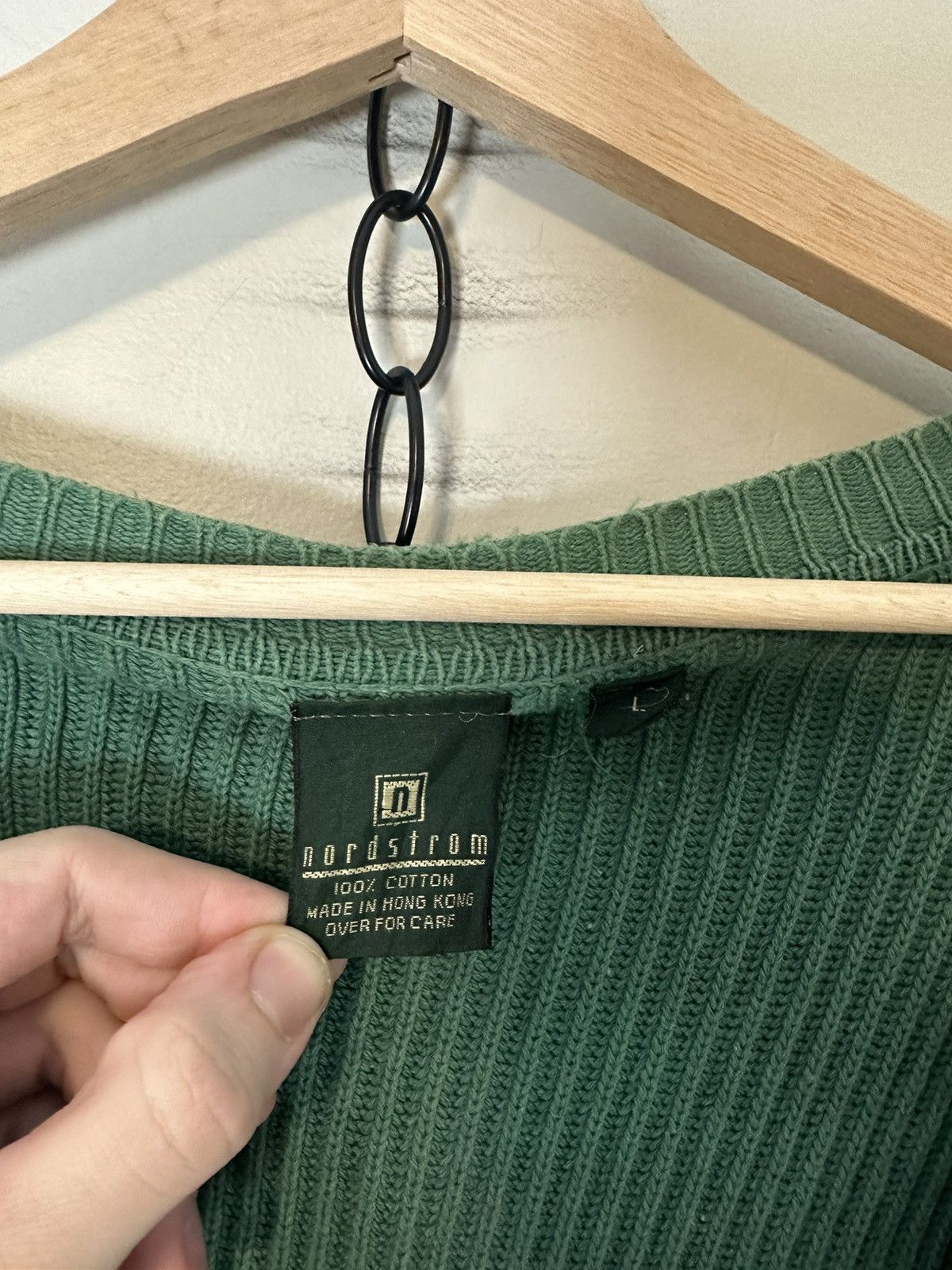 Nordstrom × Vintage Vintage Nordstrom Green Ribbed Cardigan Sweater Large Size US L / EU 52-54 / 3 - 3 Thumbnail