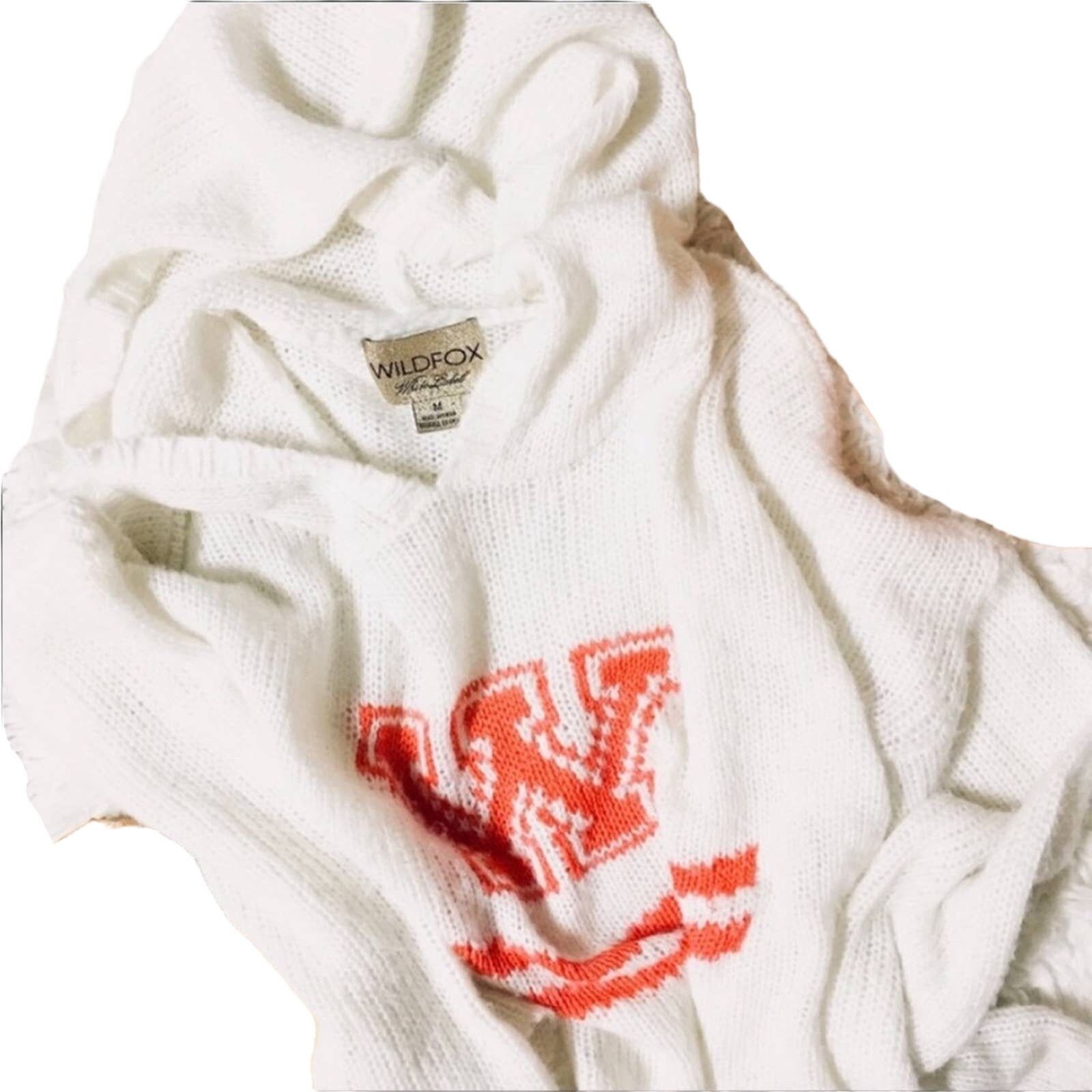 Wildfox WILDFOX White Label Orange Cheerleader Hoodie Crop Sweater Size M / US 6-8 / IT 42-44 - 4 Thumbnail