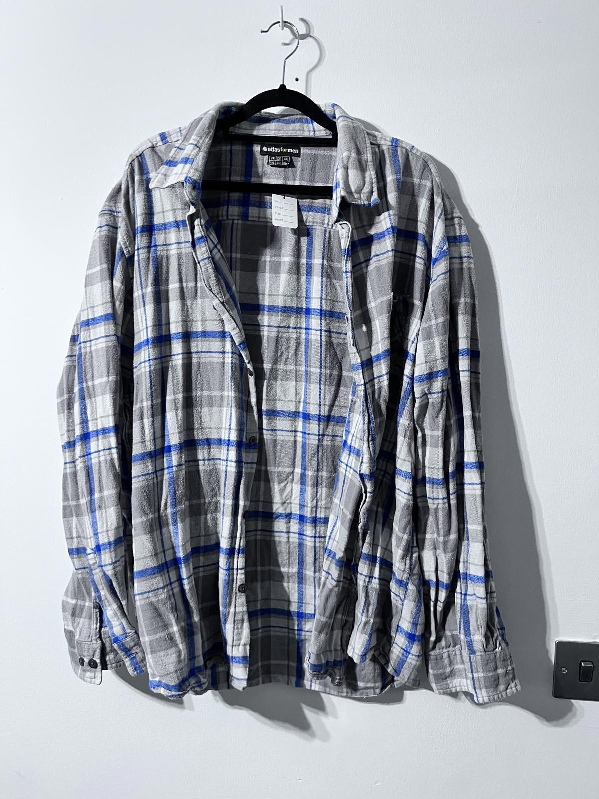 Other Atlas For Men Grey & Blue Check Shirt UK 3XL Size US XXL / EU 58 / 5 - 2 Thumbnail