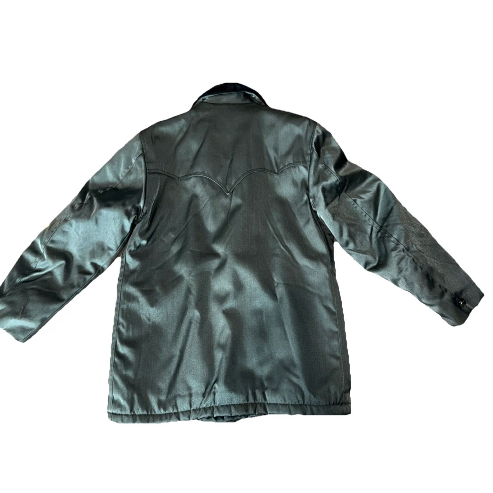 YOKE VTG Golden Fleece Jacket Coat Men 40 Dark Green Parka Fur Lined Western Yoke Nylon Wind-Resistant Long Coat with Pockets Button Closure Size US XXS / EU 40 - 2 Thumbnail