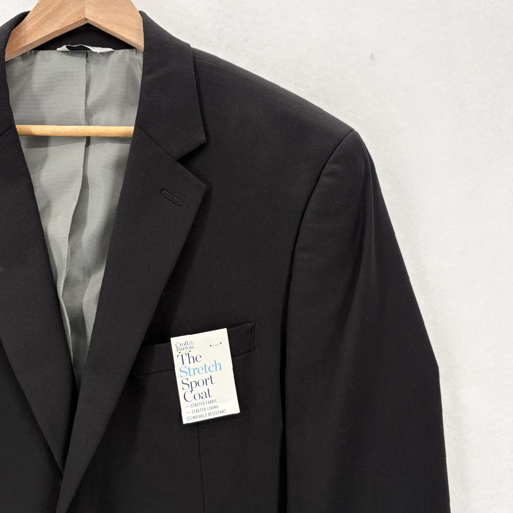 Croft & Barrow Croft & Barrow Sport Coat Mens 44R Black Classic Fit Stretch Blazer Jacket NWT Size 44R - 2 Thumbnail