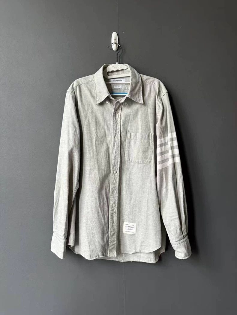 Thom Browne Thom Browne Grey shirt with a white collar Size US L / EU 52-54 / 3 - 1 Thumbnail