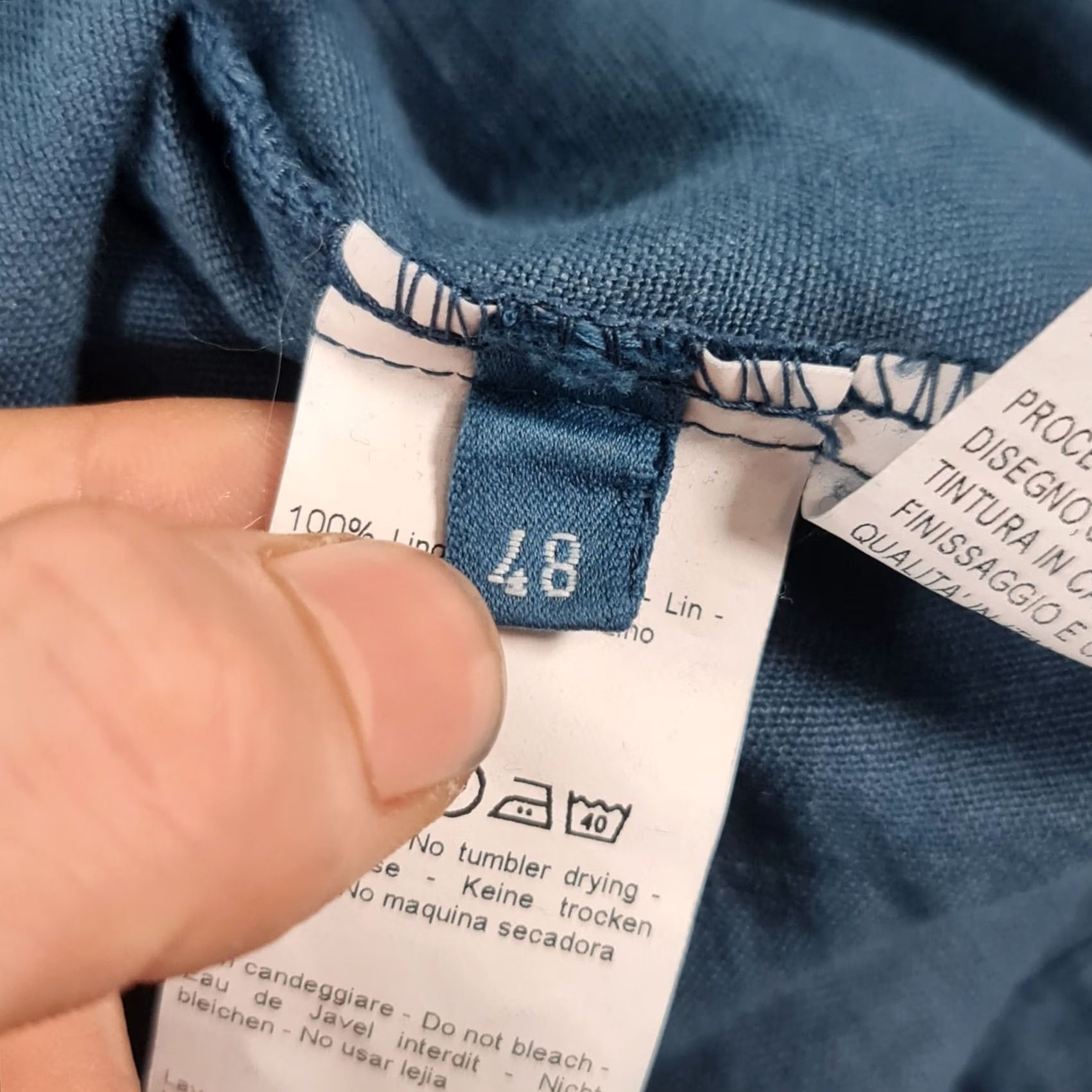 120% Lino VINTAGE 120% Lino Dress Blue Knee Length Linen 48 Womens Summer Casual Boat Neck 3/4 Sleeve Size XL / US 12-14 / IT 48-50 - 8 Thumbnail