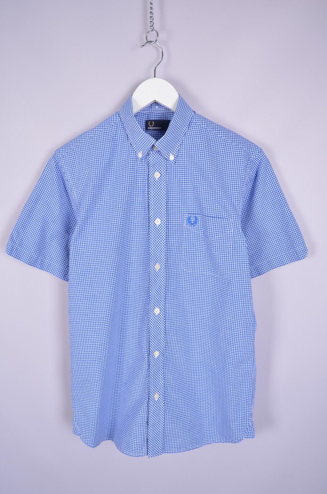 Fred Perry Mens Fred Perry Check White Blue Short Sleeve Shirt Size S Size US S / EU 44-46 / 1 - 1 Thumbnail