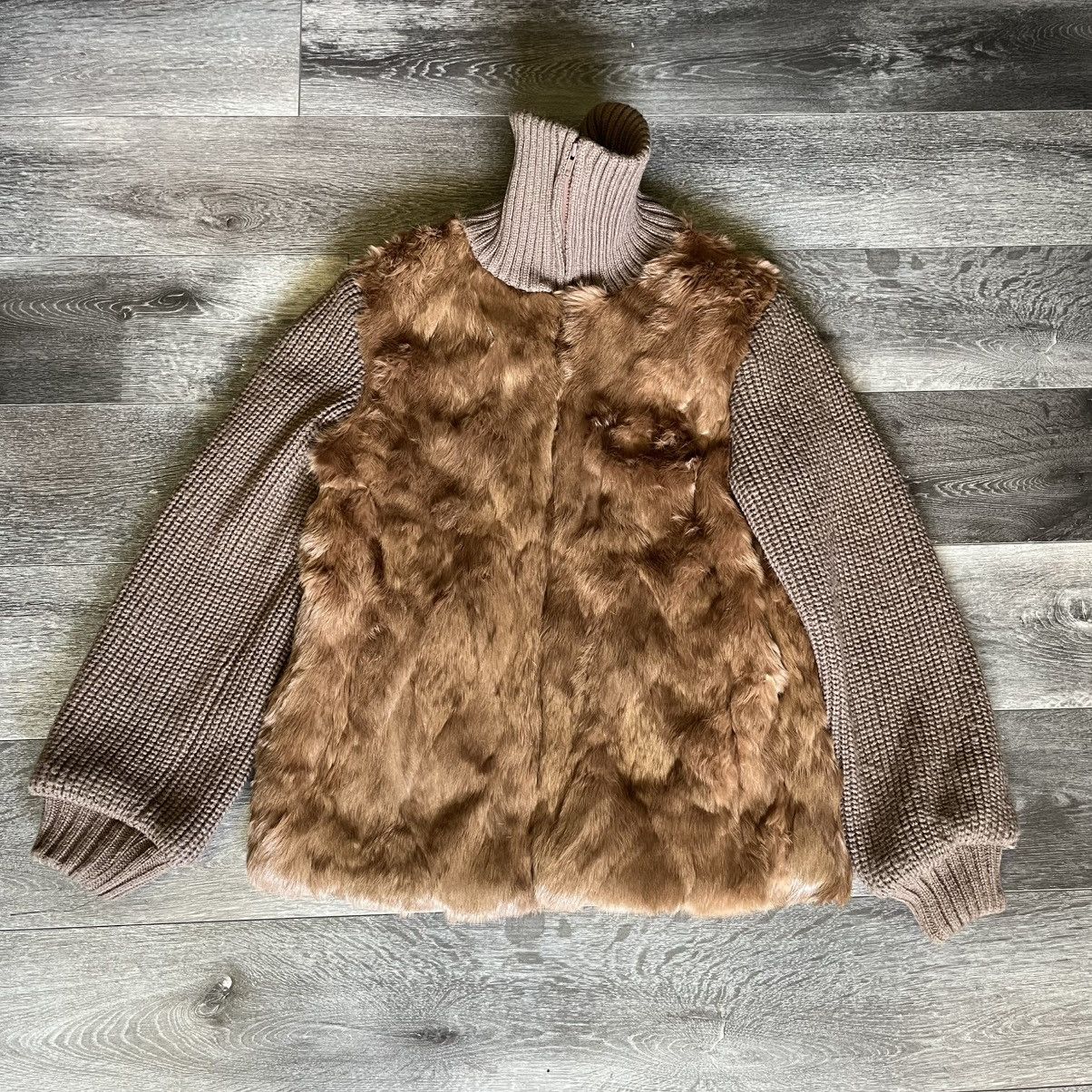 Vintage Vintage 90s Pure Rabbit Fur Wool Sweater Zip Jacket & Scarf Size L / US 10 / IT 46 - 2 Thumbnail