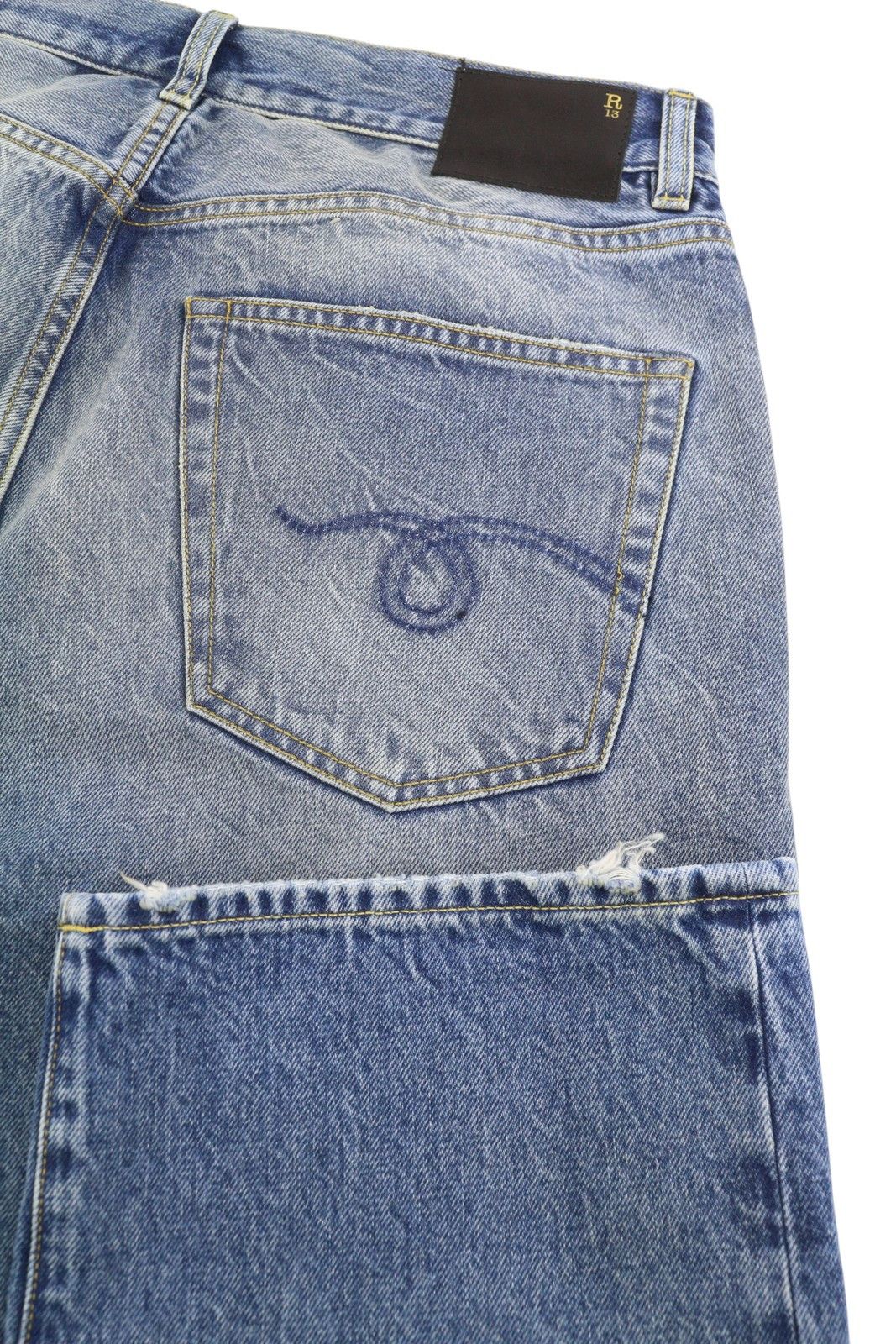 R13 CUFFED X-BF 28 Jasper Faded Denim 87202 Size 28" / US 6 / IT 42 - 5 Thumbnail