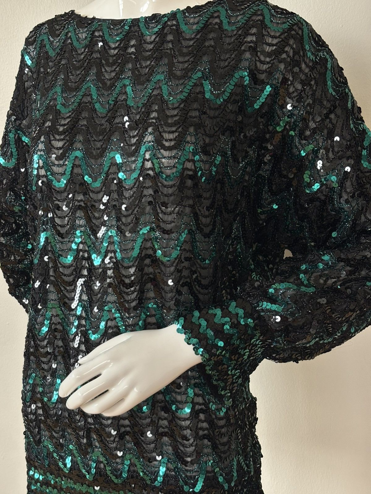 Givenchy Vintage Givenchy Sequin Top 80s Black Green Statement Blouse Size M / US 6-8 / IT 42-44 - 5 Thumbnail