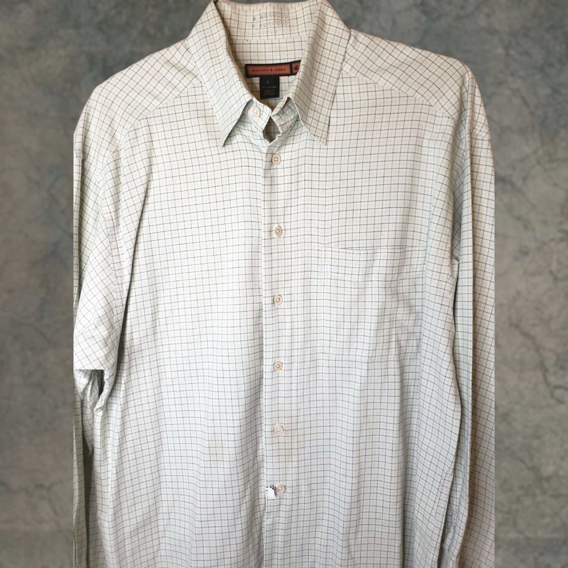 Vintage Bullock & Jones Men's L Green Check Long Sleeve Button-Up Shirt NICE SOFT FEEL Size US L / EU 52-54 / 3 - 1 Thumbnail