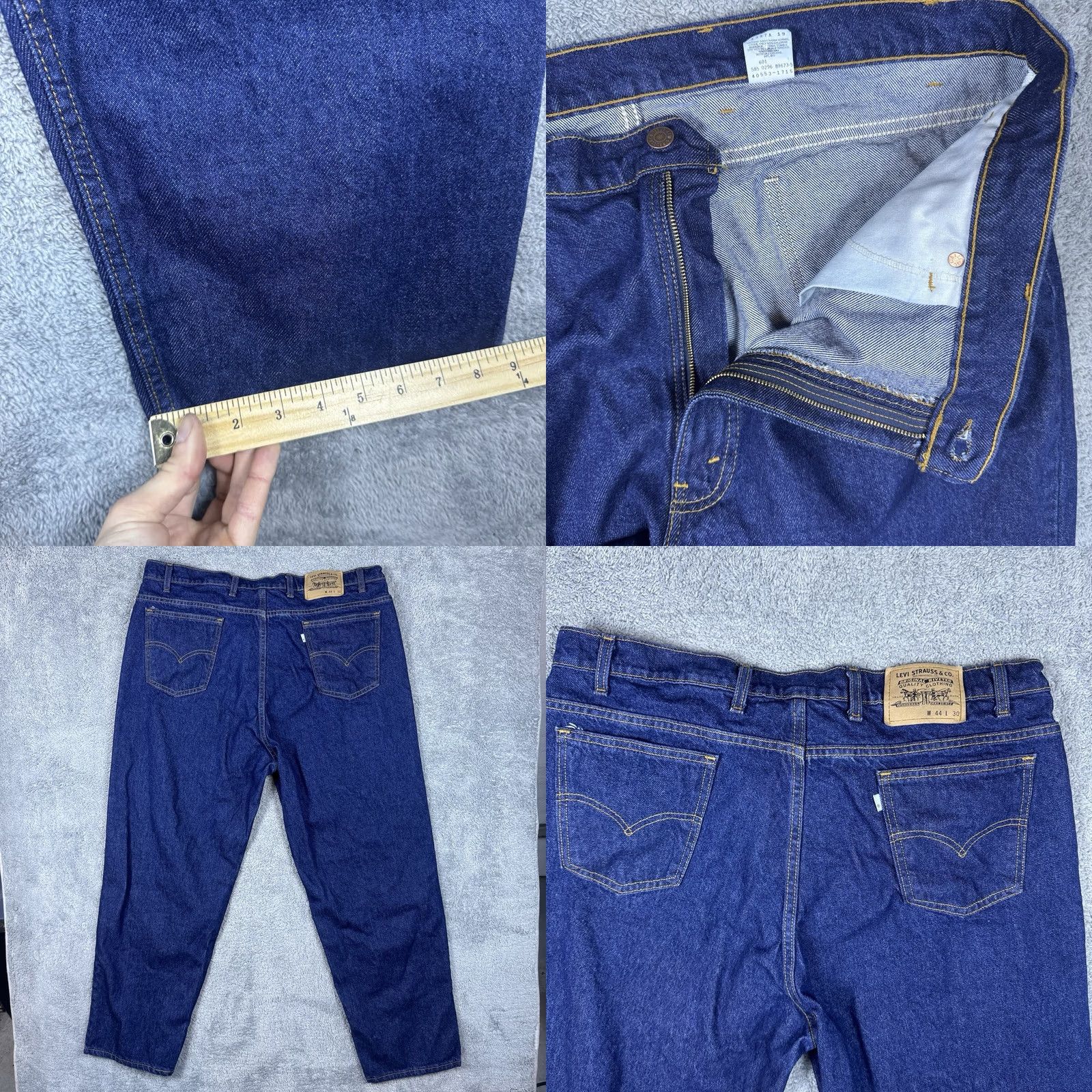 Levi's VINTAGE Levi's 601 Jeans White Tab Mens Tapered Dark 90s USA Made 1996 44x30 Size US 44 / EU 60 - 8 Thumbnail