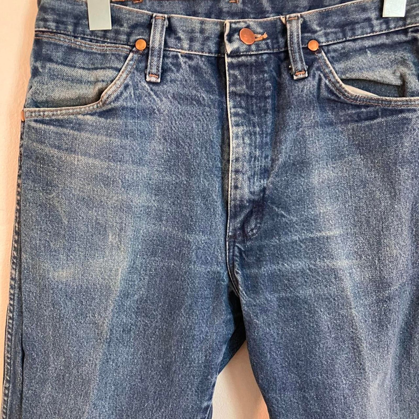 Vintage × Wrangler Vintage 80s Wrangler Blue Denim Jeans Cowboy Workwear Size US 33 - 2 Thumbnail