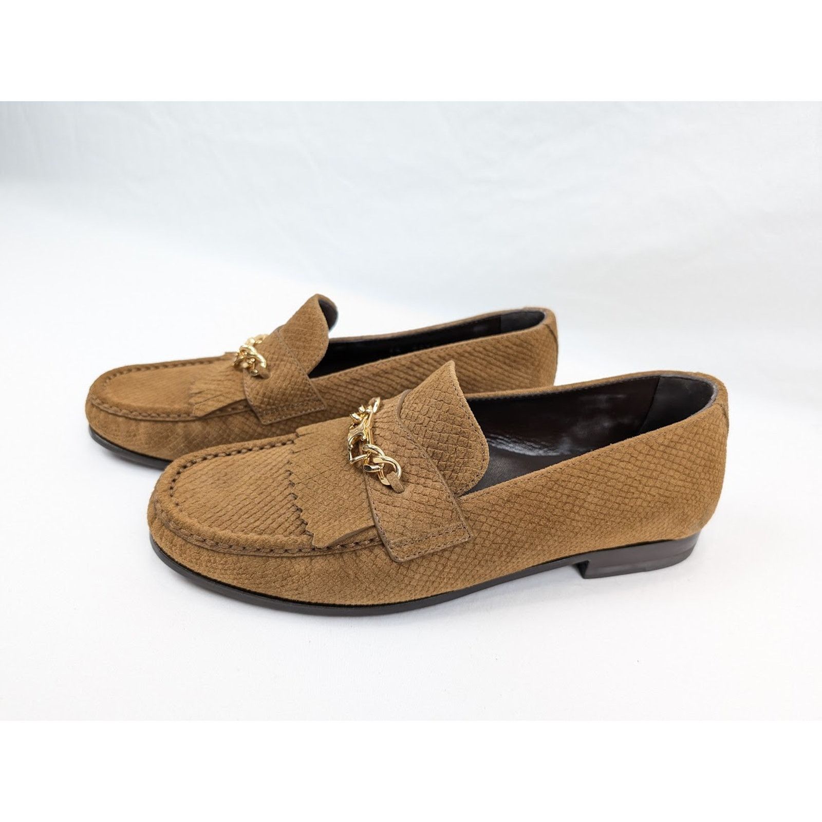Celine o1rshd1 Lizard Stamped Suede Calfskin Loafers in Tan Size US 9 / EU 42 - 18 Thumbnail