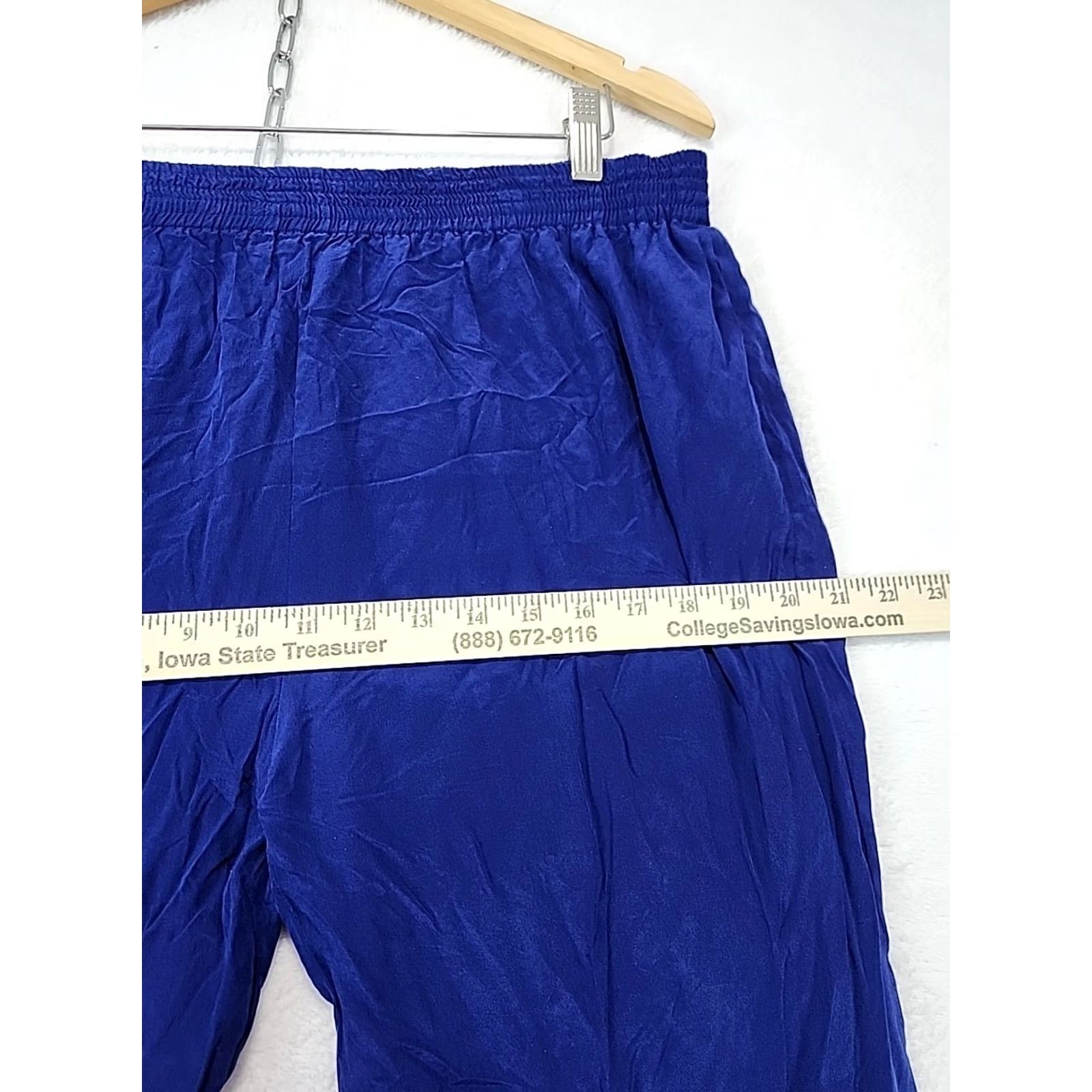 Vintage VINTAGE Argenti Blue Silk Lounge Pants Womens Size 10 Wide-Leg Elastic Drawstring Relaxed Fit Sleep Yoga Pajama Casual Lightweight Holiday Comfort Size 32" / US 10 / IT 46 - 6 Thumbnail